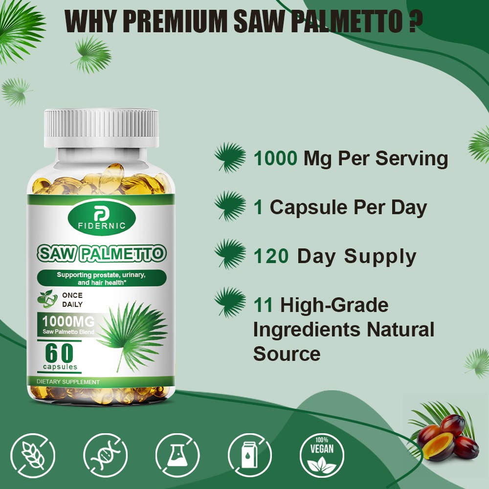 120 Saw Palmetto 1000mg – Premium Health Supporting proslate urinary, and hair