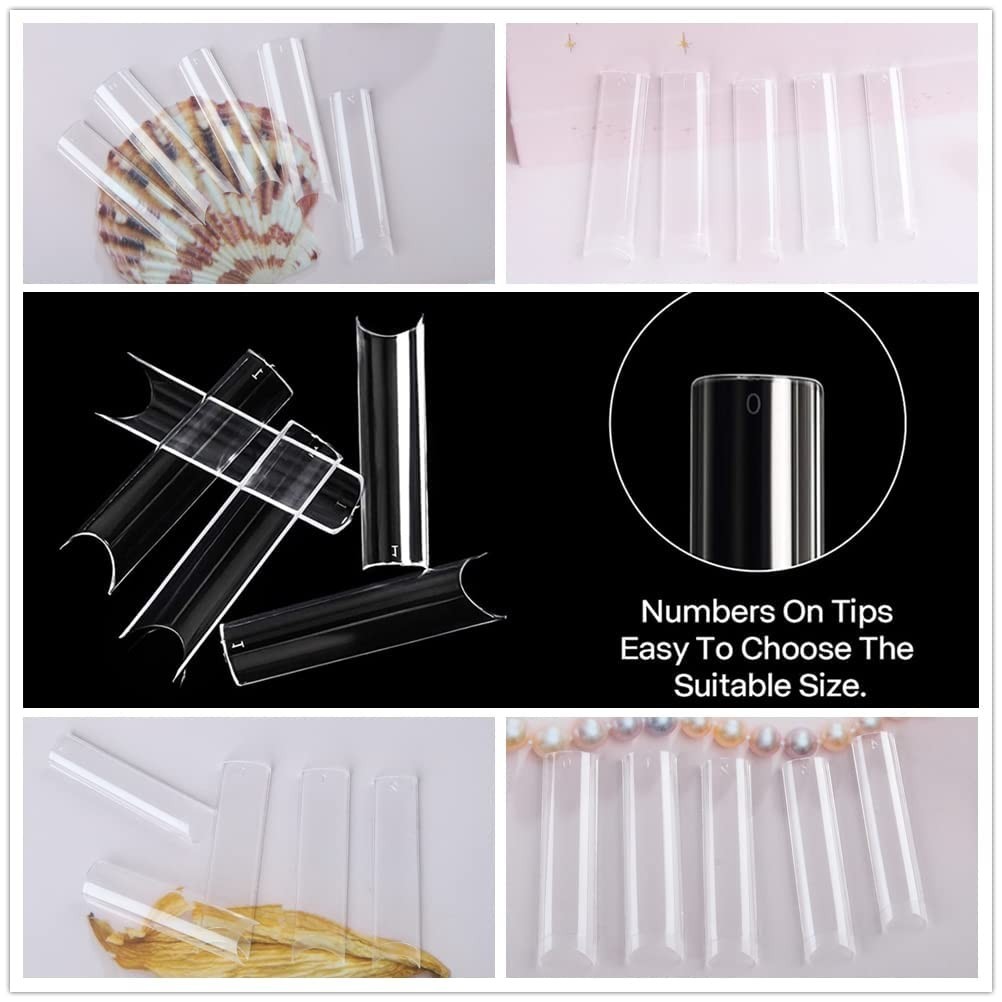 Clear 216 PCS Half Cover Tapered Square Nail Tips – Perfect for Lasting Elegance
