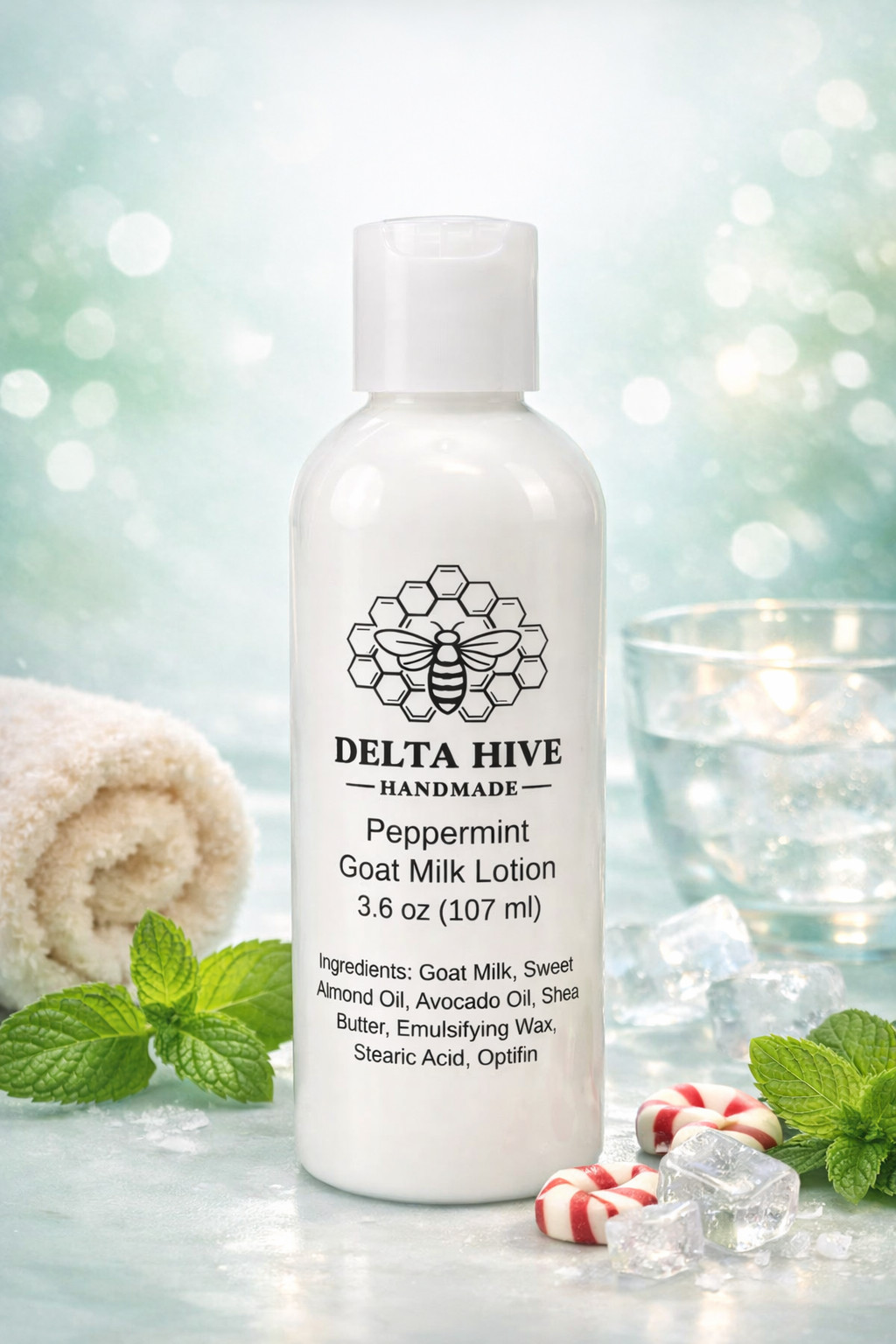 Delta Hive Creamy Moisturizing Goat Milk Lotion – Peppermint Scented 3.6 oz