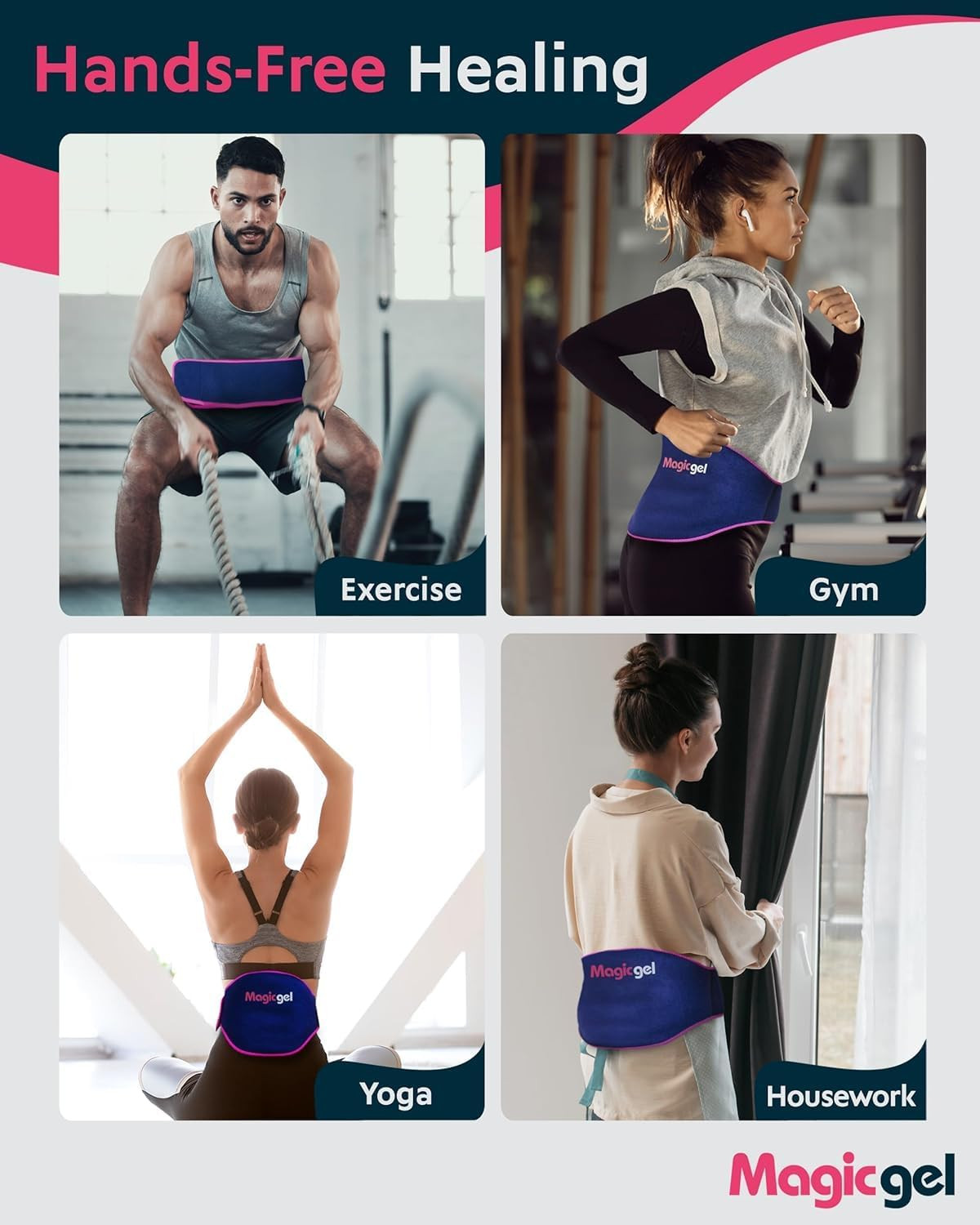Ice Pack for Back Pain Relief | 1 Pack Reusable Lower Back Wrap for Hot or Cold