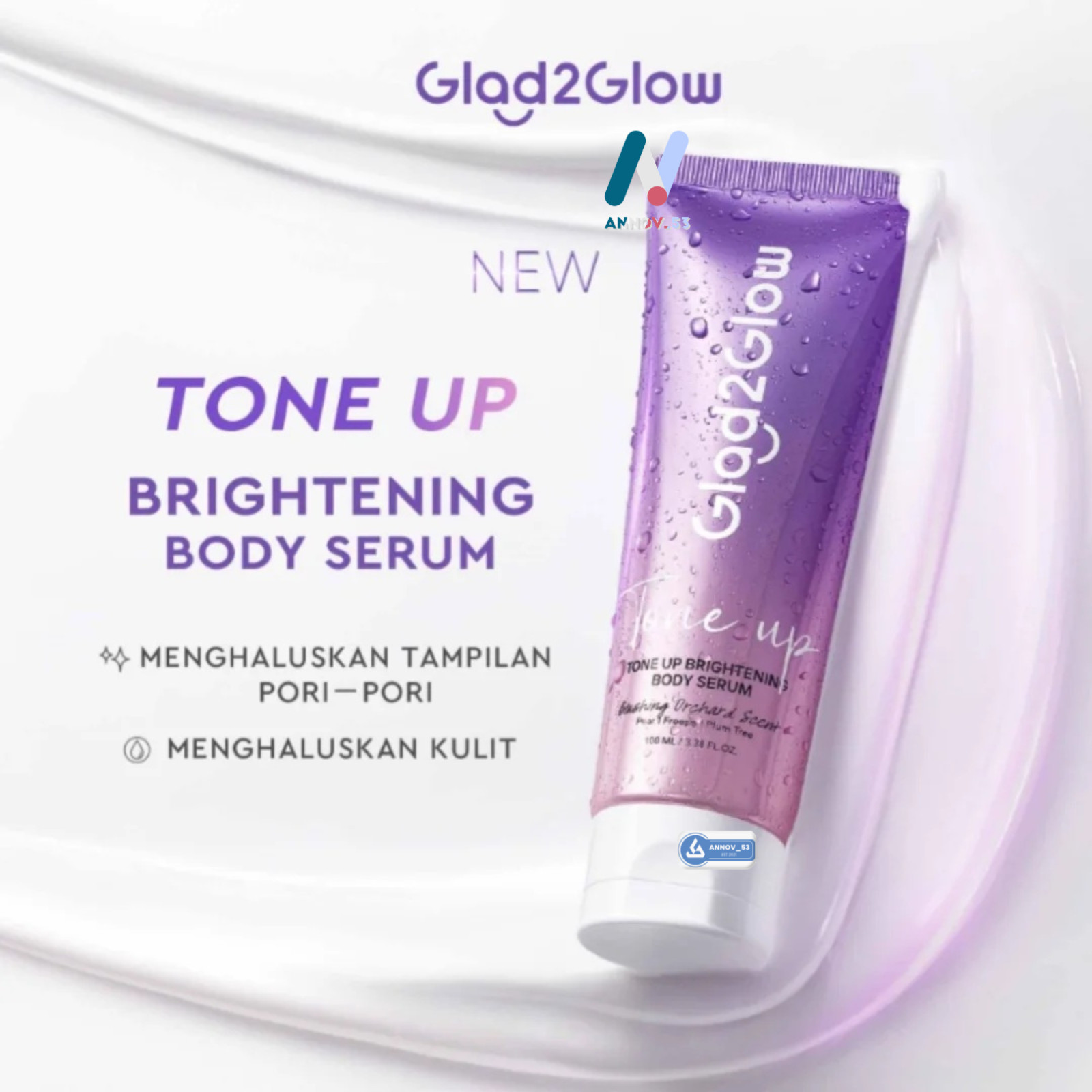 GLAD2GLOW Natural Tone Up Body Serum Moist Smooth Dark Spots Waterproof 100ml