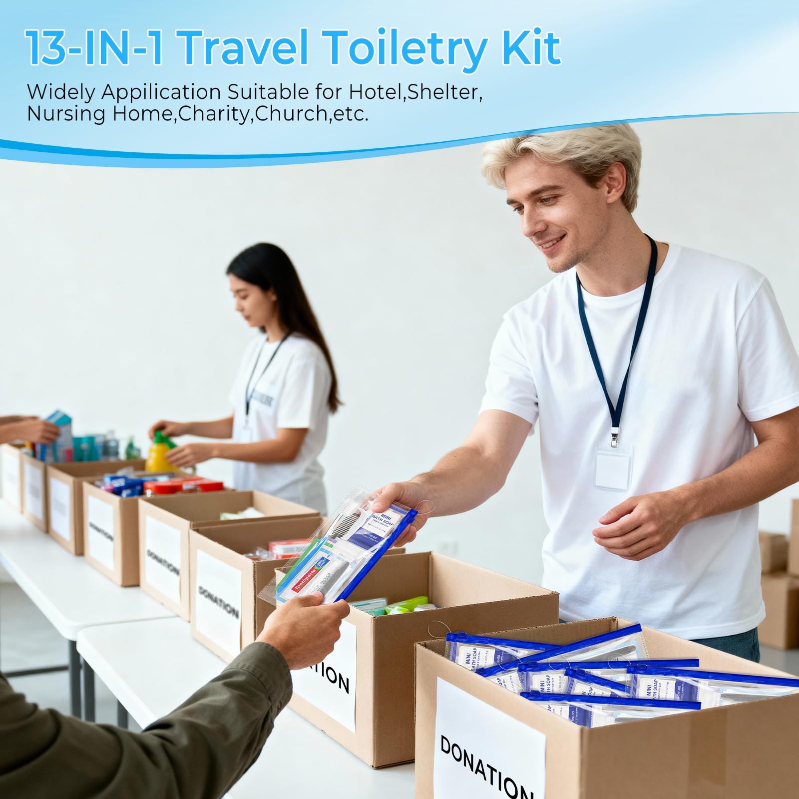 Personal Hygiene Kit Bulk Pack of 5,Individually Wrapped 13-IN-1 Blue Disposa…