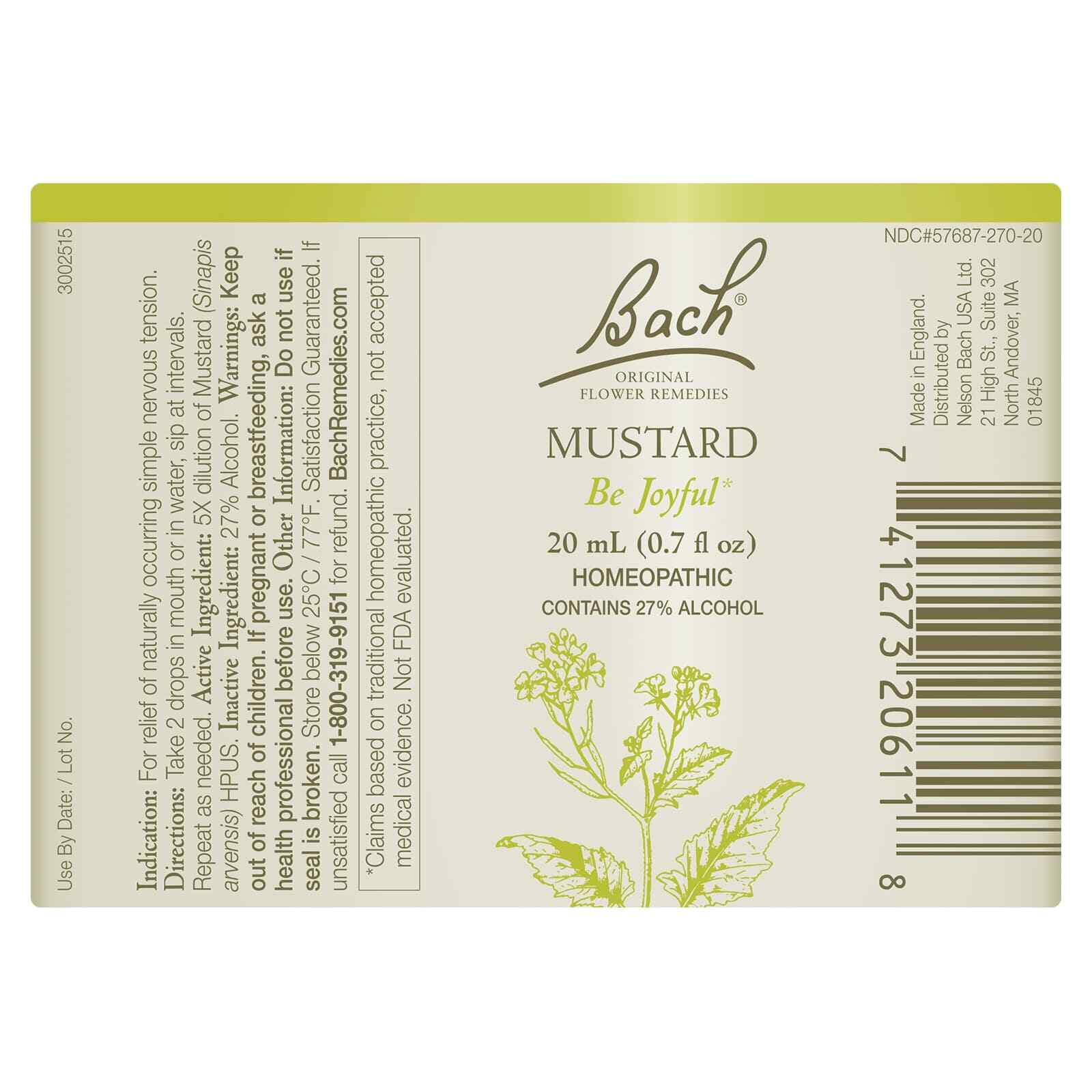 Bach Original Flower Remedies Mustard Be Joyful 0.7 fl oz 20mL