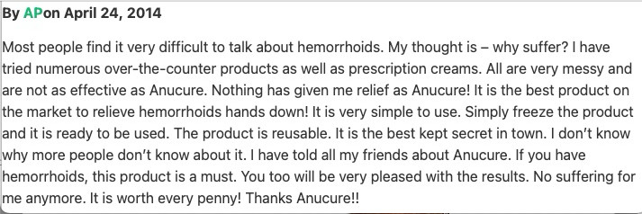 AnuCure Hemorrhoid Relief Device – 100% Natural Cooling, Reusable, drug-free
