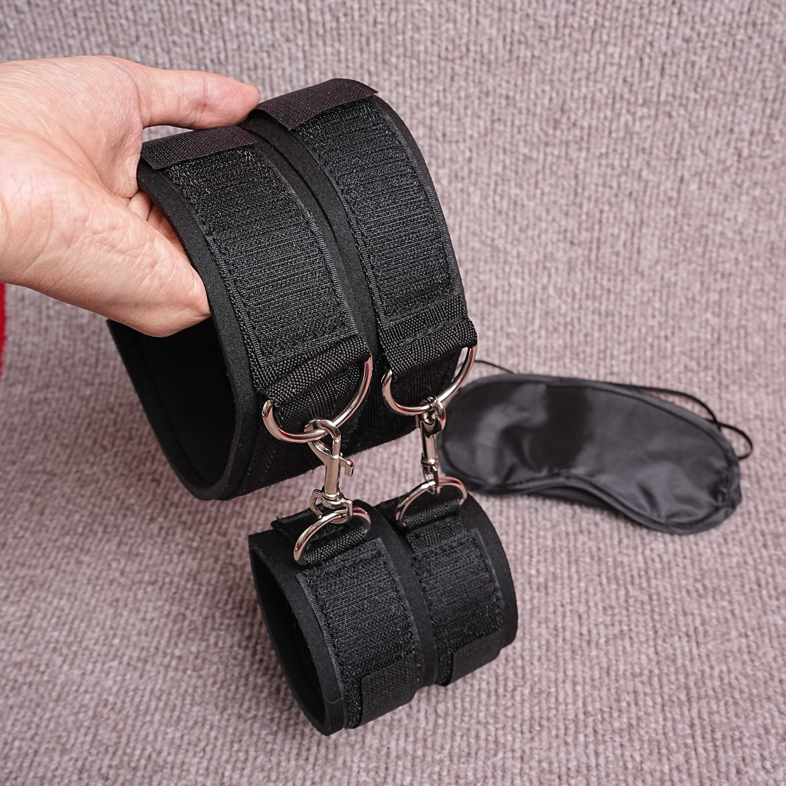 Bed Restraint Bondage Set Harness Handcuffs Ankle Wrist Cuffs Adult Couples BDSM