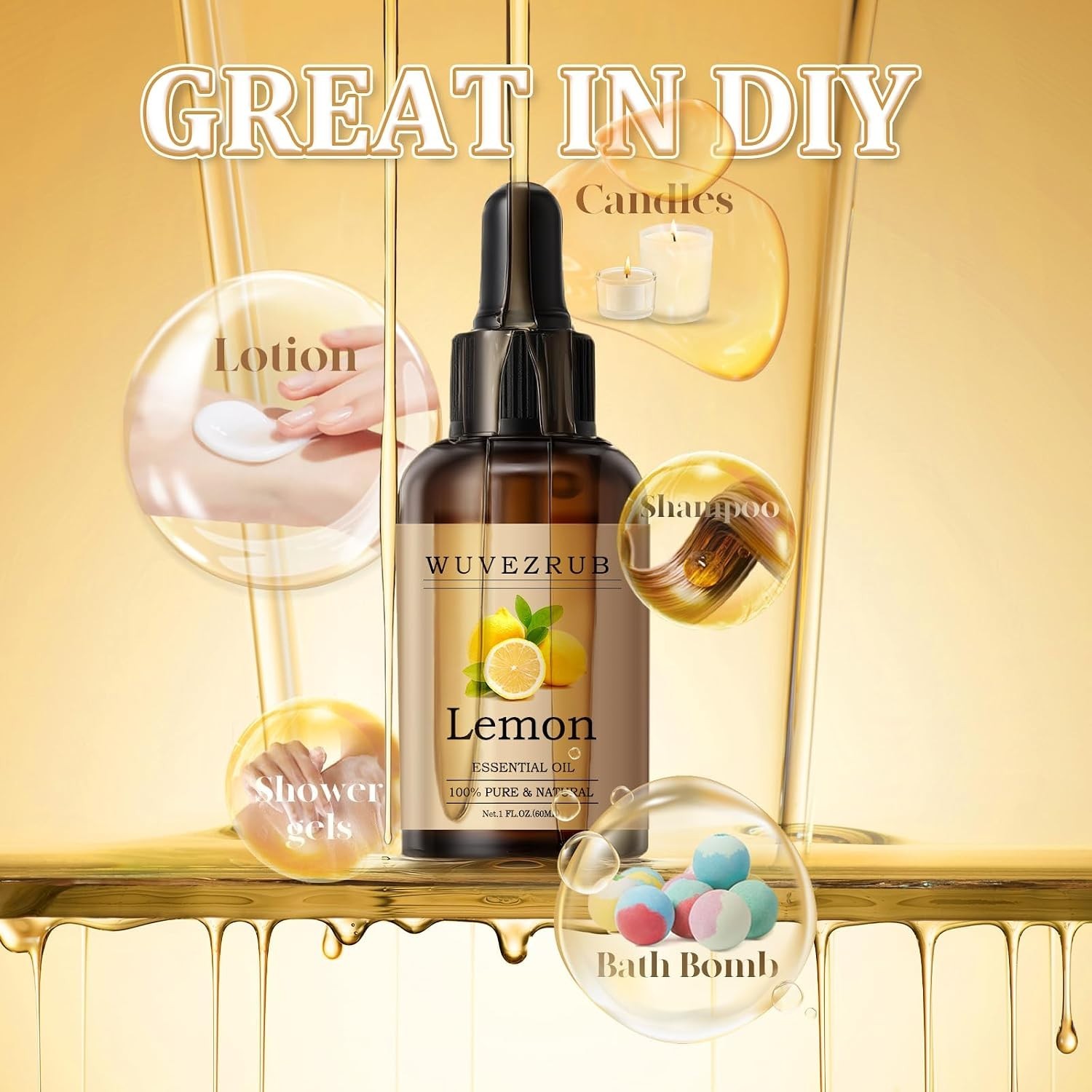 Versatile 2 Fl Oz Lemon Essential Oil – Perfect for Diffusers & Skin Care