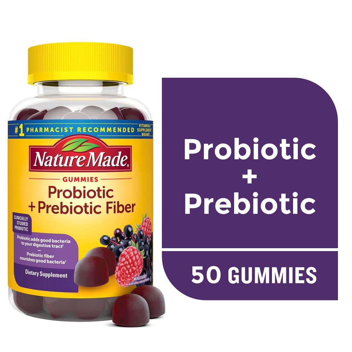 Nature Made Probiotic/Prebiotic Gummies – 50ct: 2 Billion CFUs