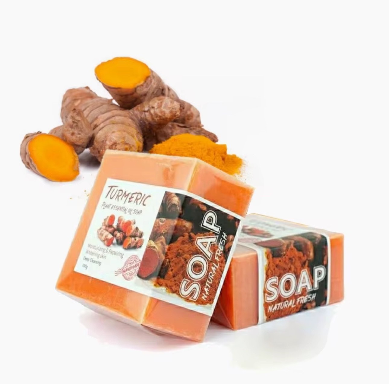 Natural Turmeric Soap Bar 100g Face & Body Cleanser Moisturizing Skin Car