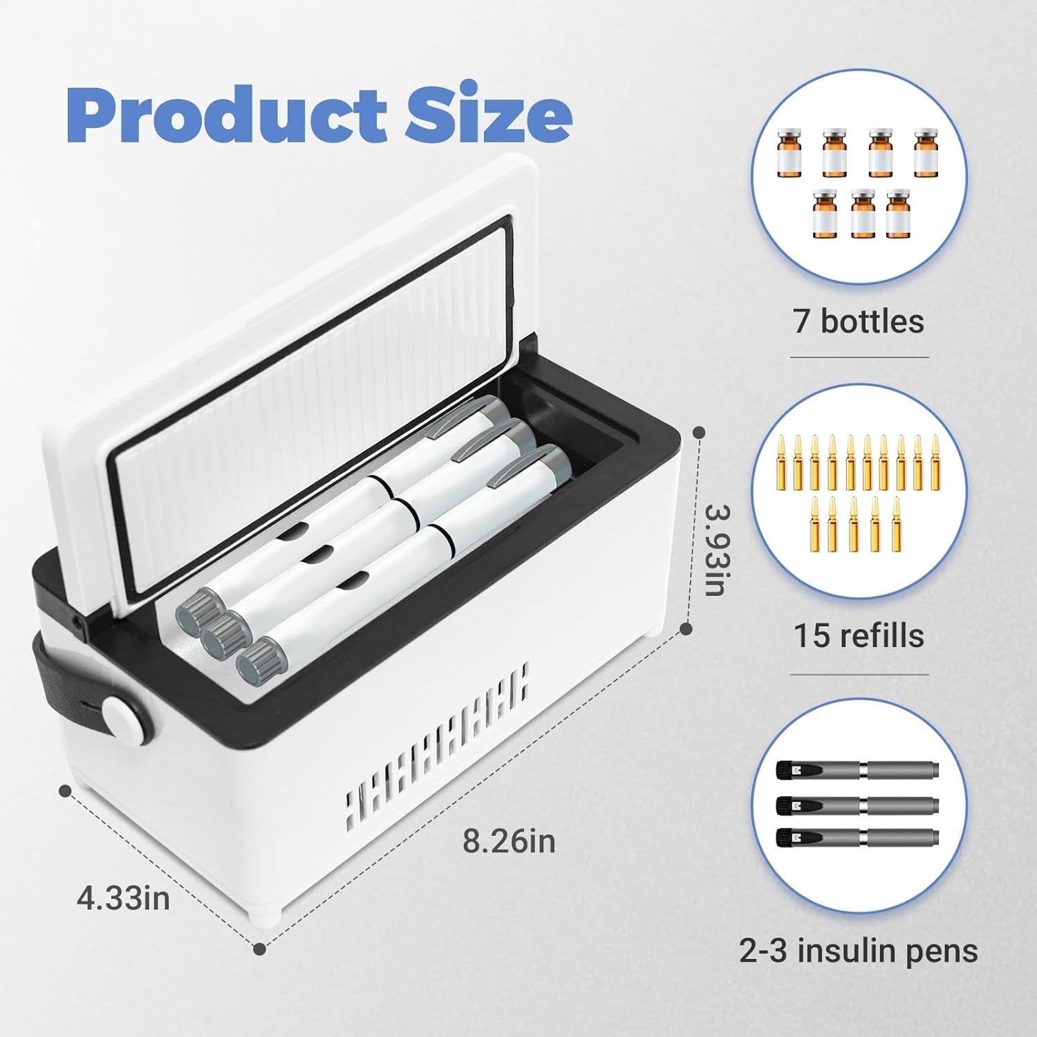 Portable Insulin Cooler Case with LED Display & Rechargeable Battery
