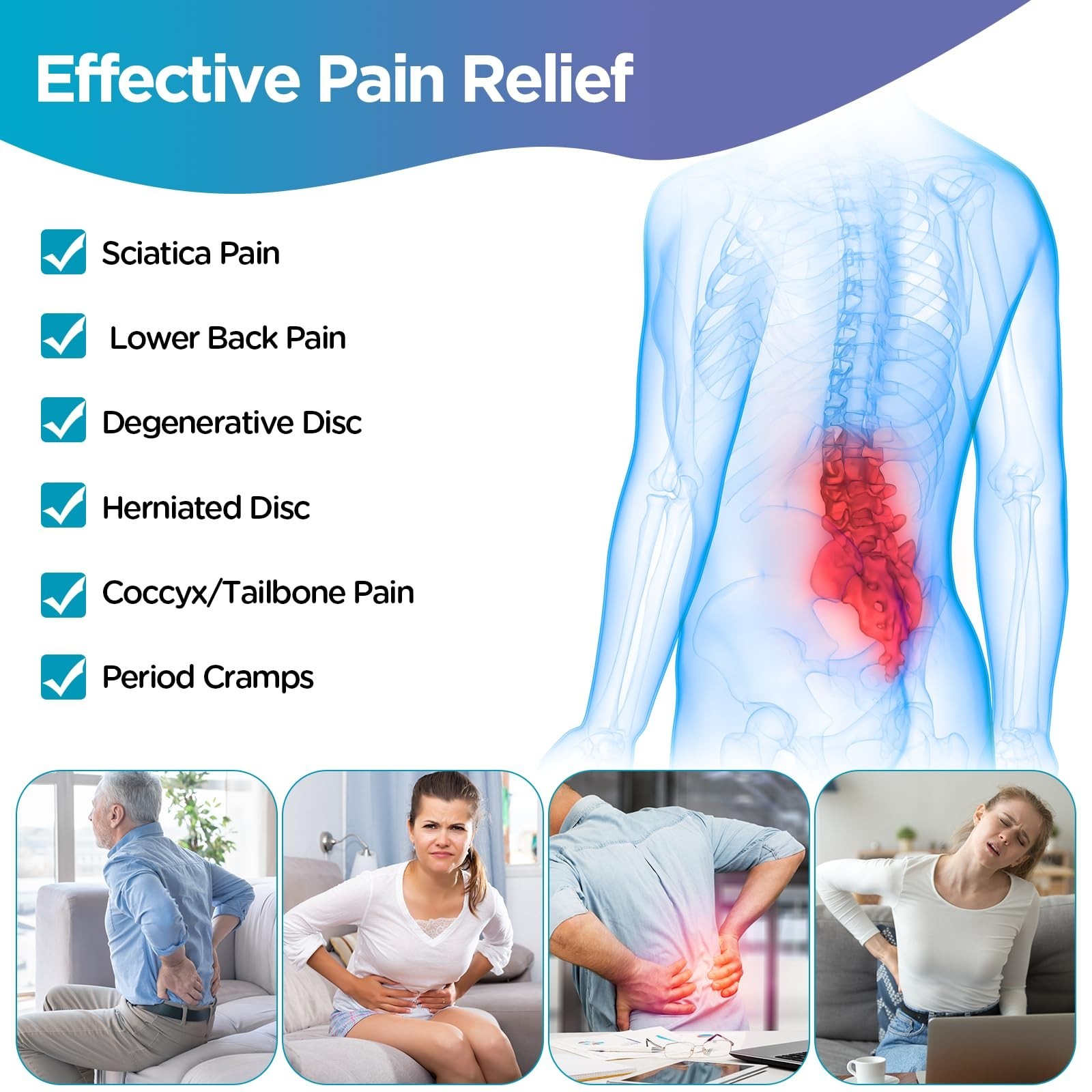 Reusable Gel Ice Pack for Back Pain Relief – 2 Pcs Hot Cold Compress for Sciatic