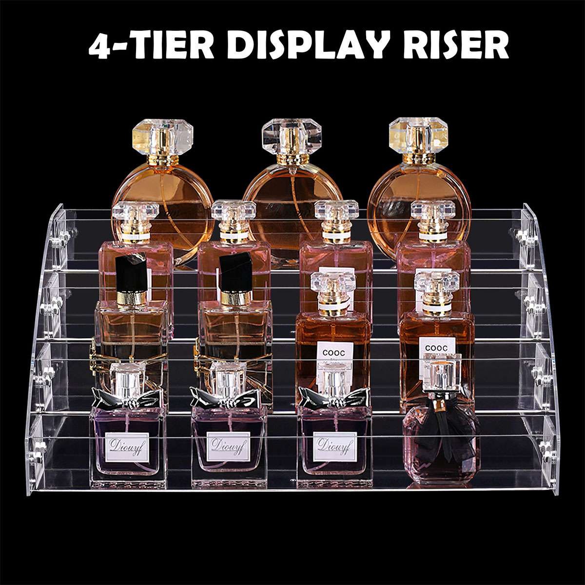 4 Tiers Acrylic Display Risers Clear Perfume Organizer Stand Large Cupcake Stan