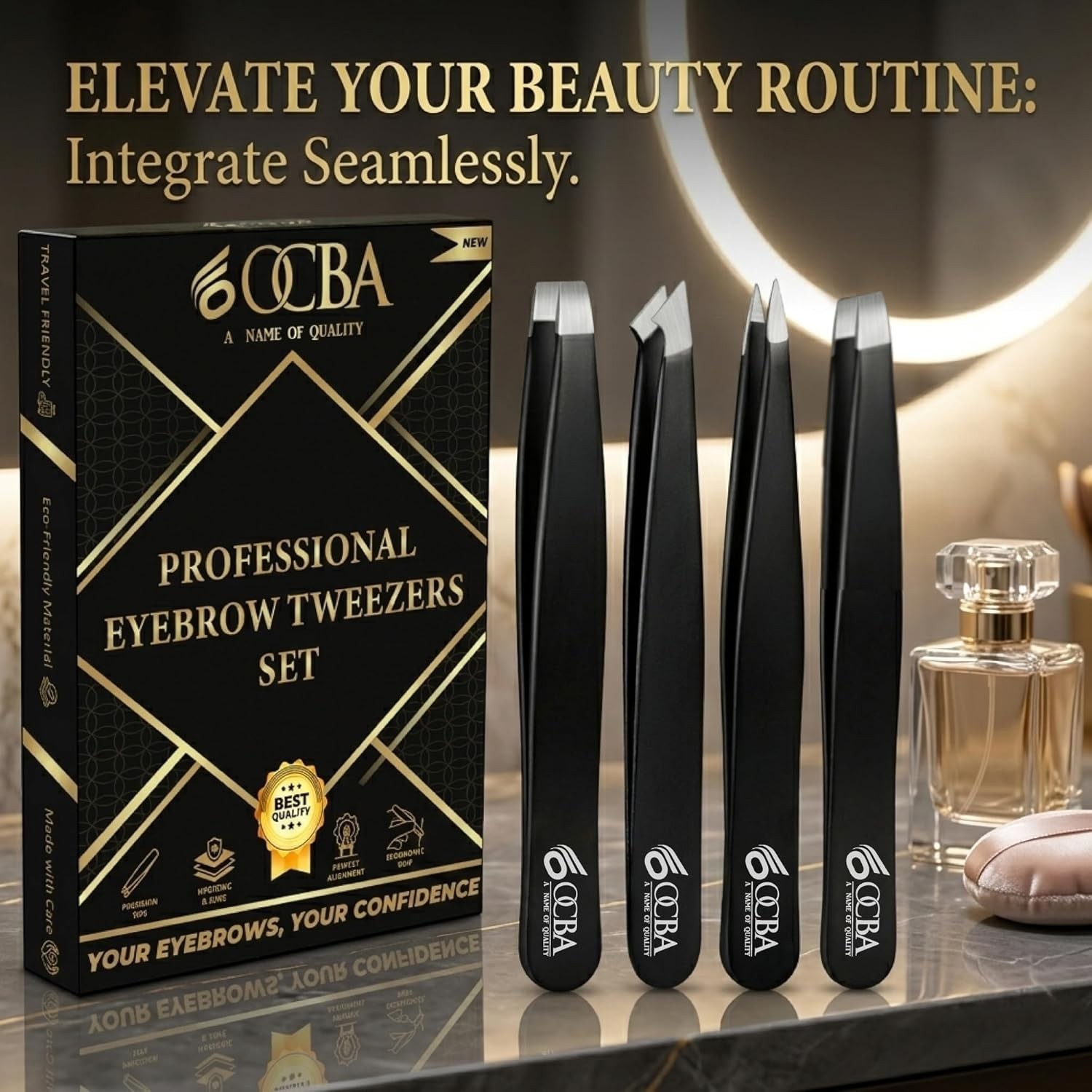 Professional Tweezers Set for Eyebrows Facial Hair Stainless Steel