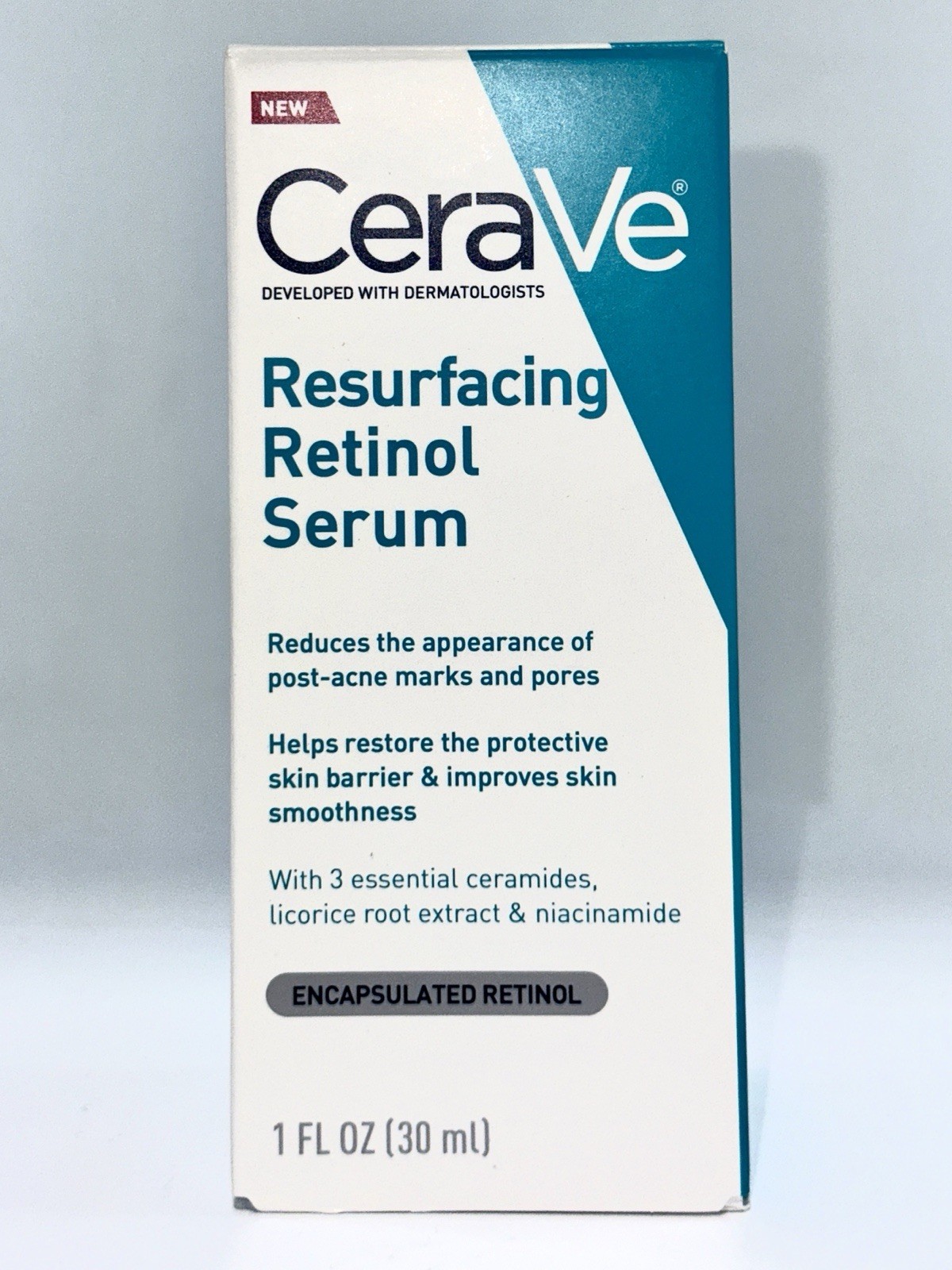 CERAVE RESURFACING RETINOL SERUM 1 OZ BOXED LOT OF 2