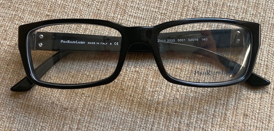 RALPH LAUREN POLO 2033 5001 Shiny Black Full Acetate Frame Men’s Eyeglasses 140