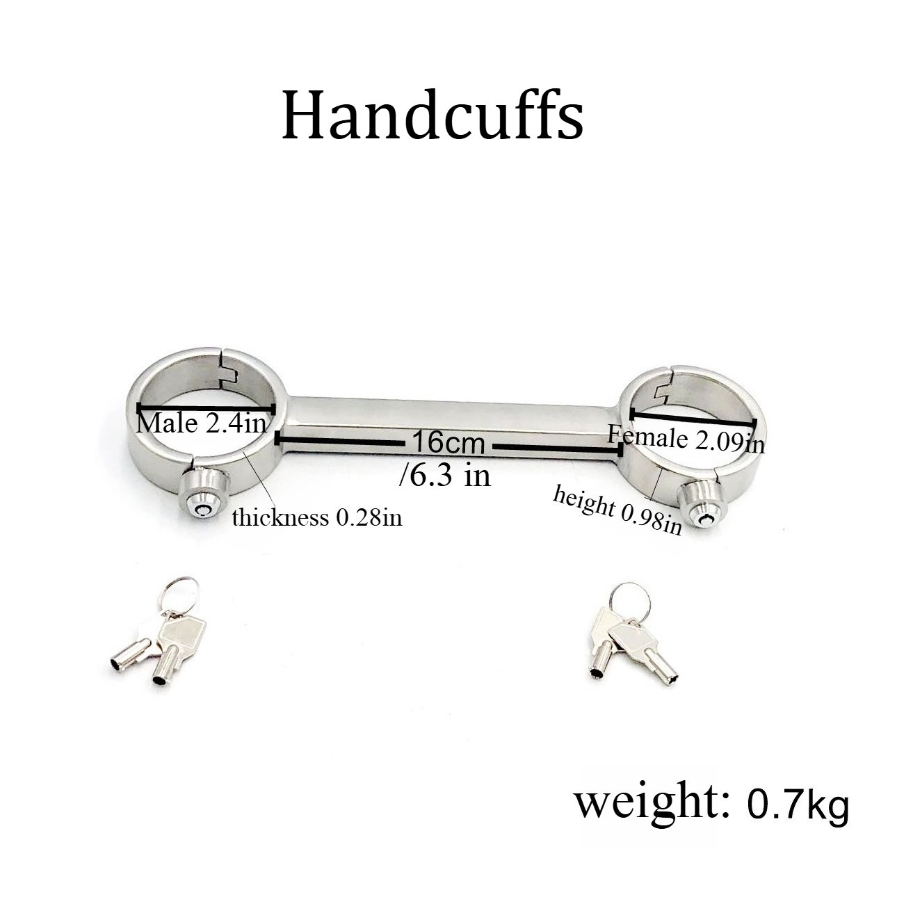 Stainless Steel Push Lock Fixed Handcuffs Wrist Collar Heavy Restraints