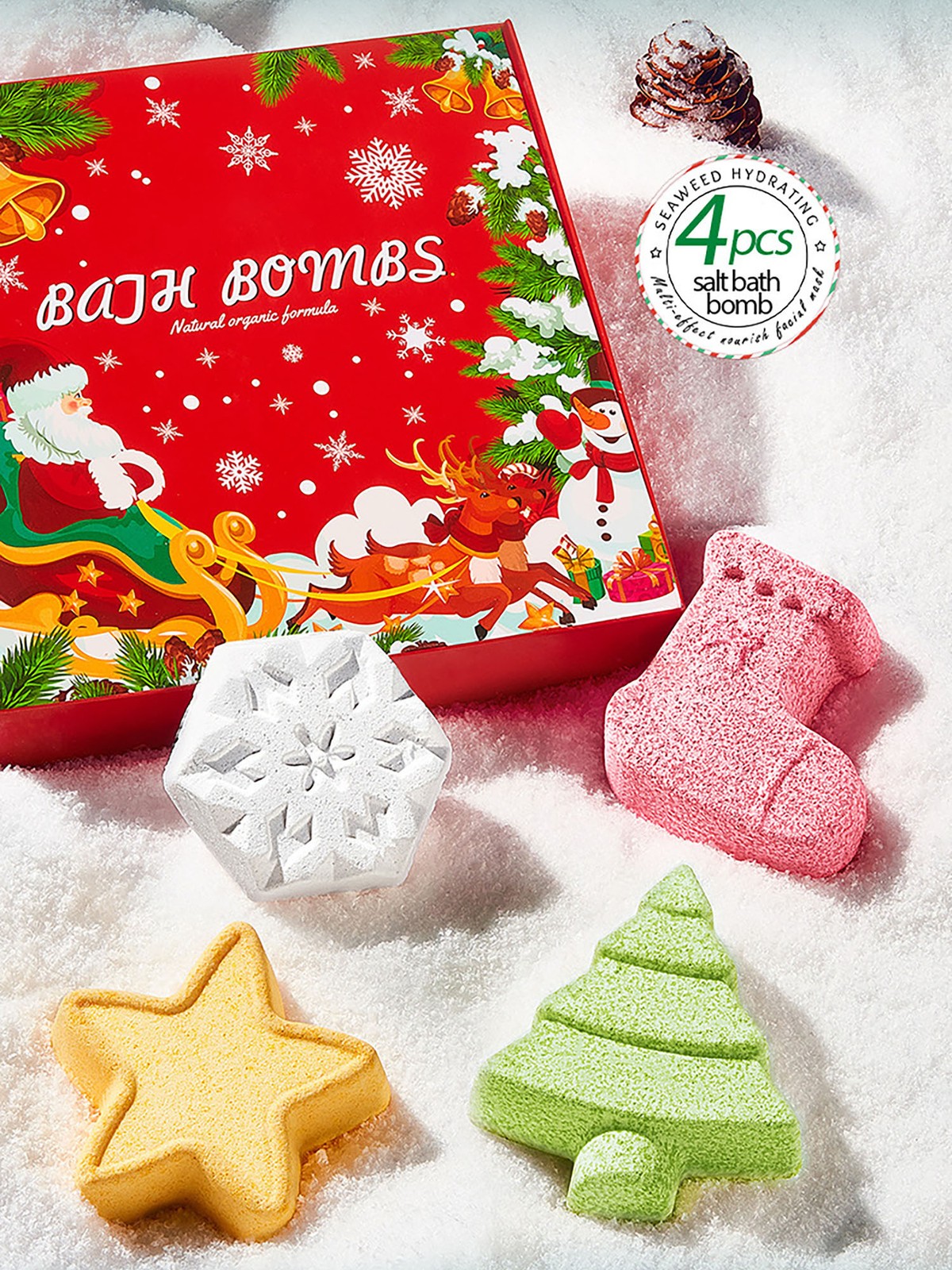 1Set 4PCS Bubble Bath Fizzies Shower Moisturizing Bath Bombs Christmas Gifts