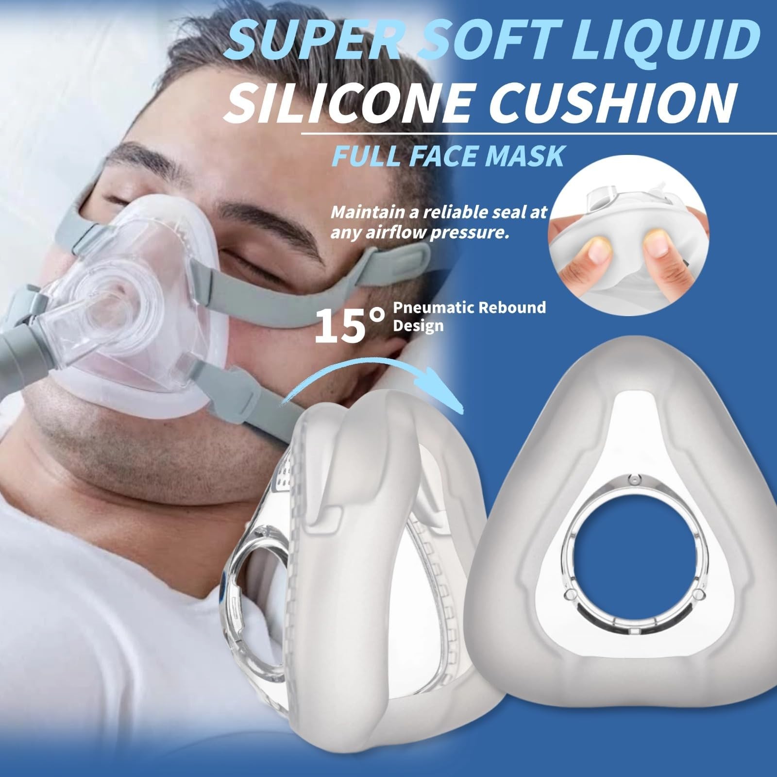 Full Face Replacement Cpap MASK, Includes Headgear, Cushion, Frame Large