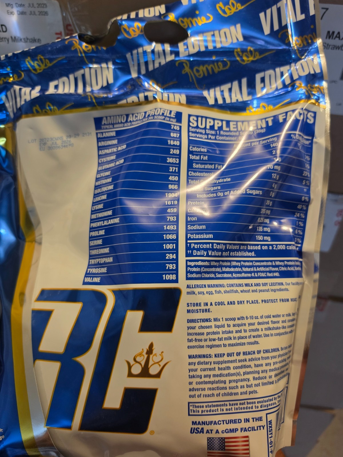 10 Lbs Ronnie Coleman Whey Protein Powder 2-5 lb Bags Strawberry Milkshake