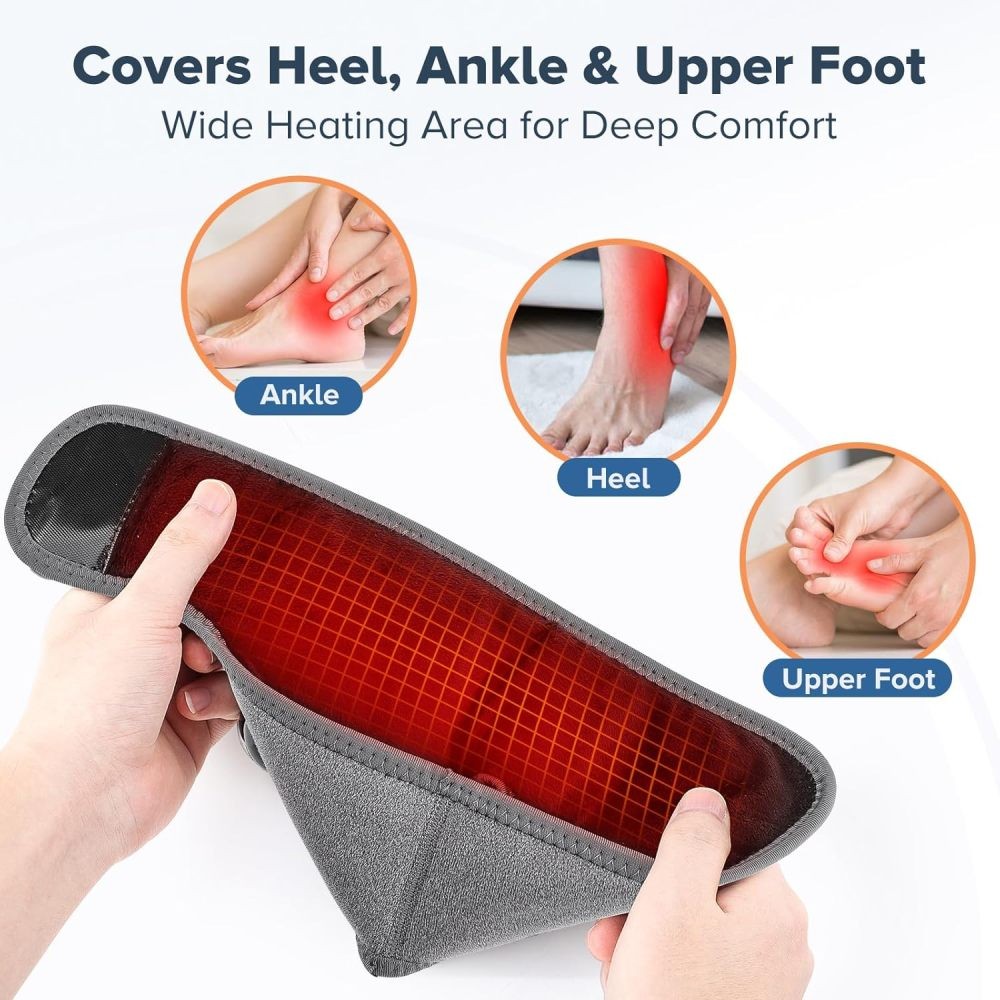 Cordless Foot and Ankle Massager Brace for Pain Relief Heating Vibration Therapy