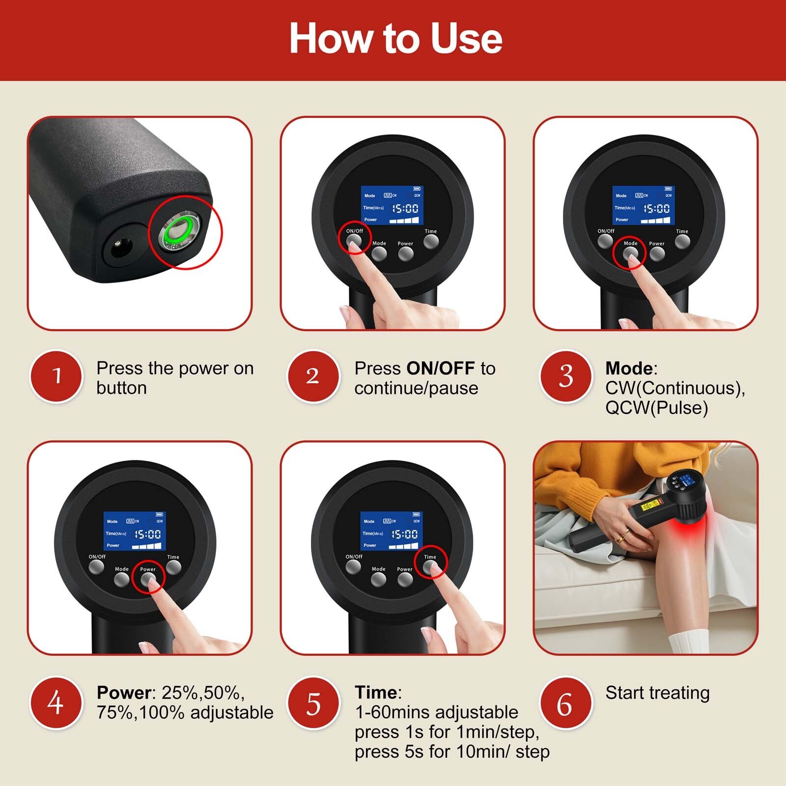 5000mW Red Light Laser Therapy Device 808nm 905nm for Herniated Disc Body Pain