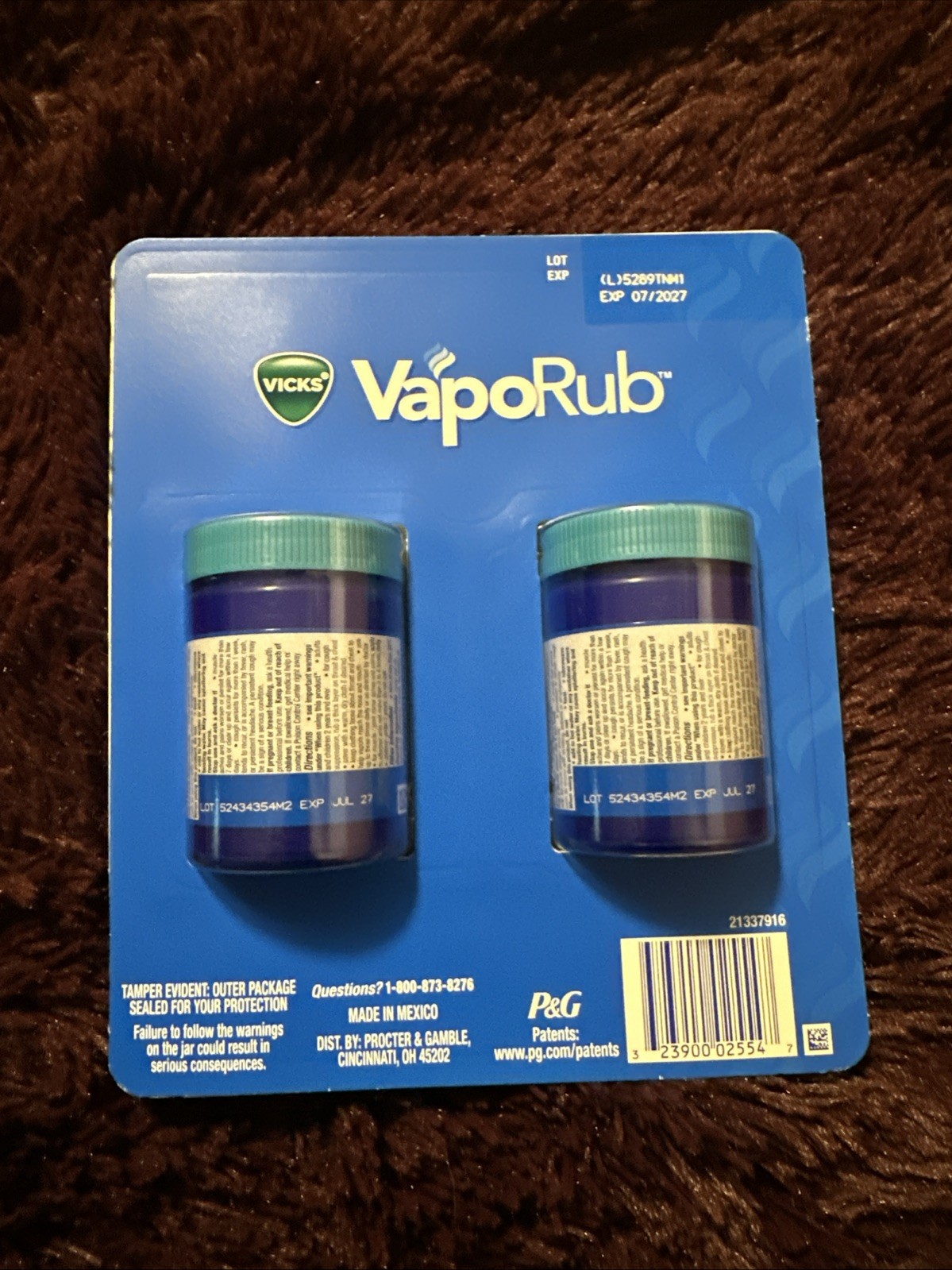 Vicks VapoRub Cough Suppressant Topical Analgesic Ointment, 2 pk./3.53 oz.