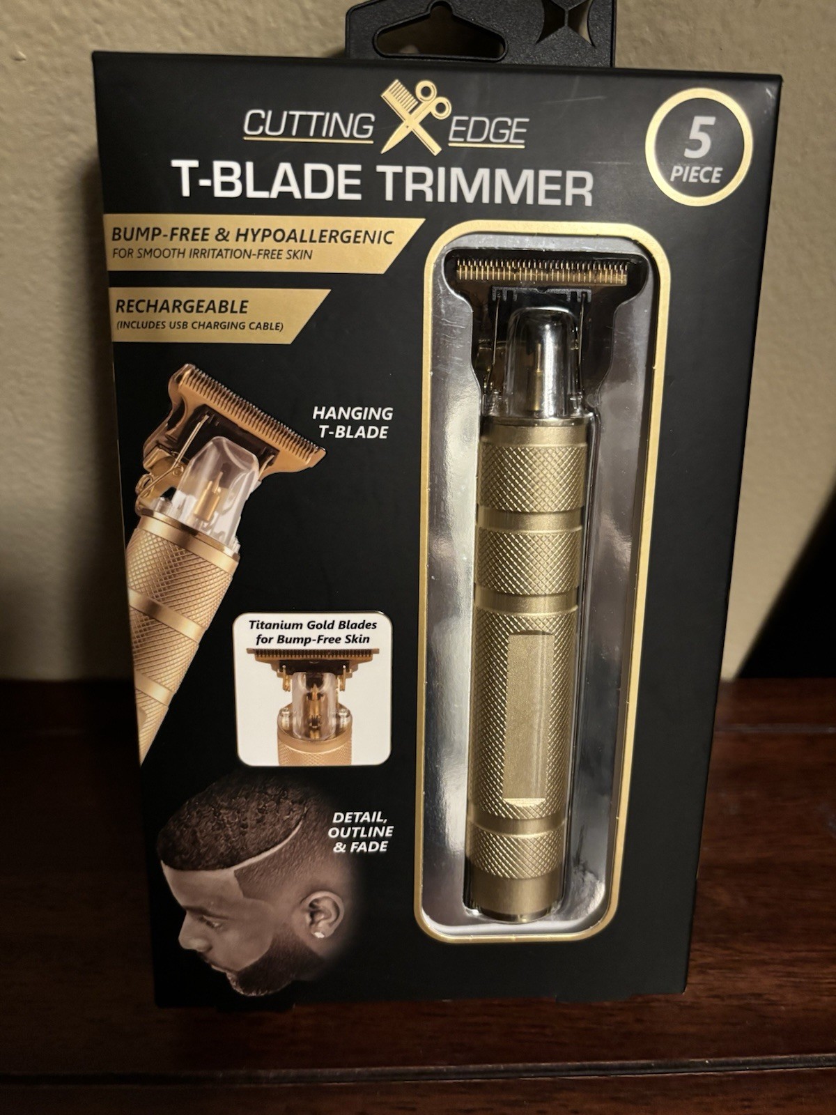 *NEW* Cutting Edge T-Blade Hair Trimmer Rechargeable Battery Gold 5-Piece Kit