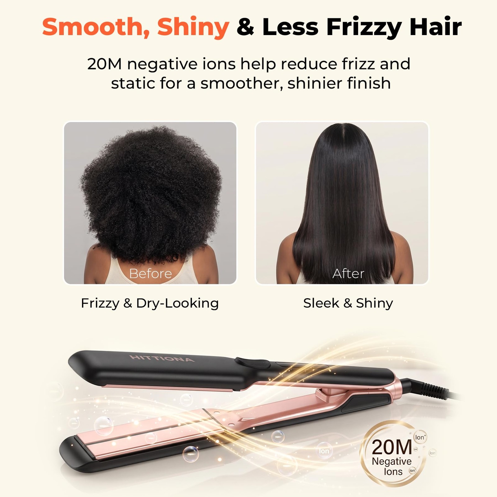 Hittiona Infrared Ceramic Ionic Flat Iron Hair Straightener Sonic Vibration