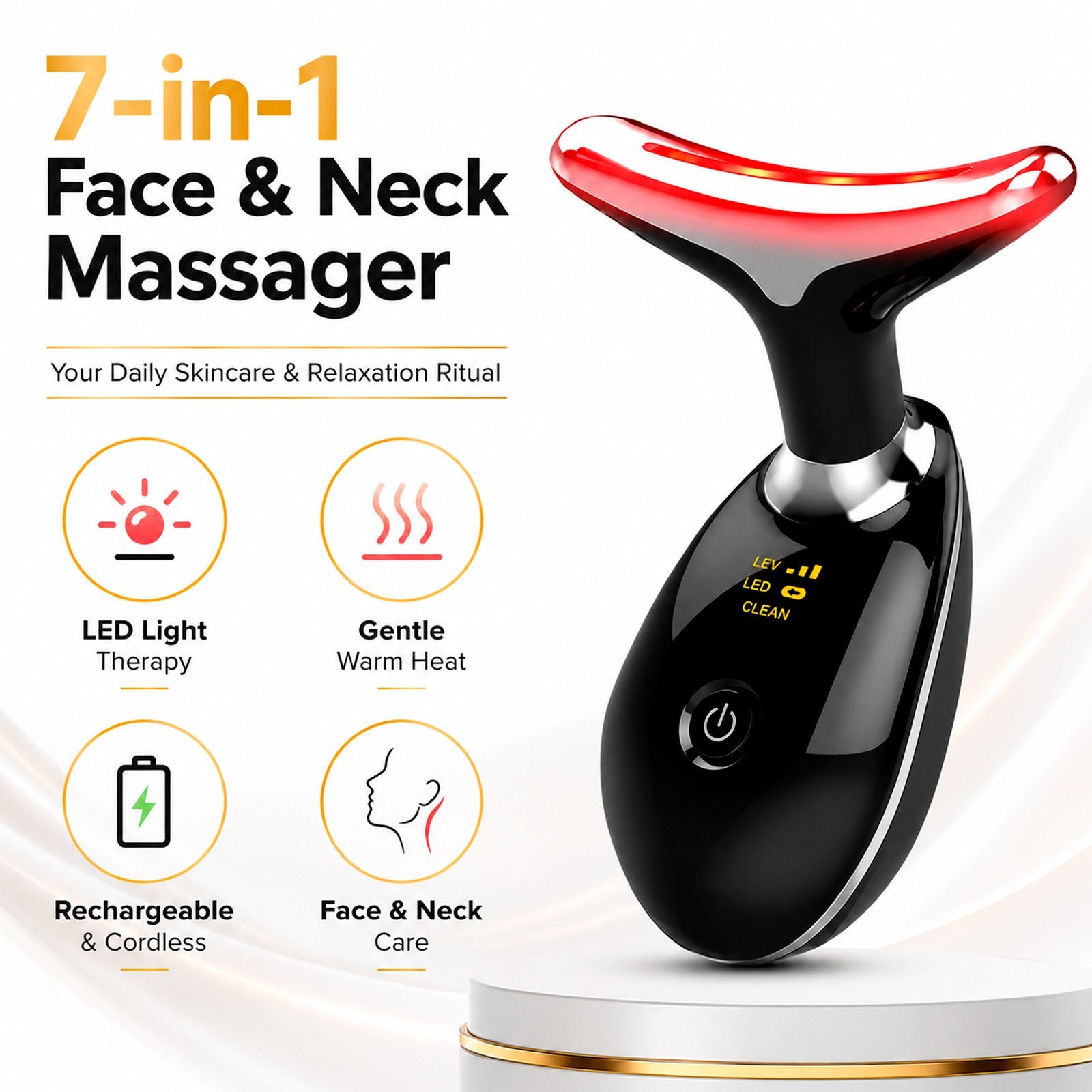 Neck Face Lifting Massager Skin Tighten Device LED Anti Wrinkle Double Chin US