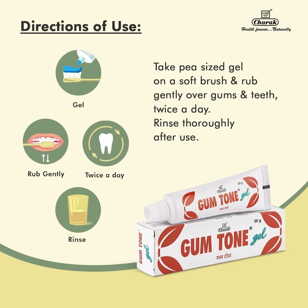 Charak Gumtone Herbal Gel Pack of 3 Healthy Gums & Teeth 50g x3 Total 150g