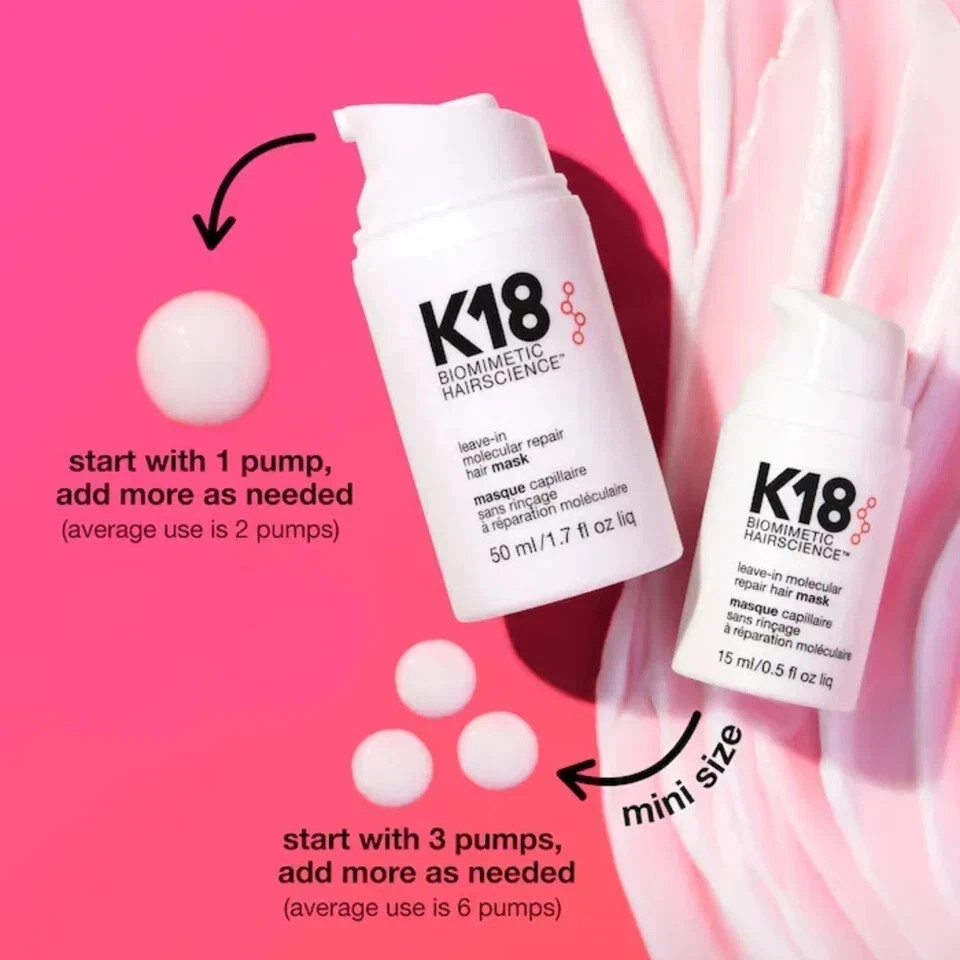 K18 Leave In Molecular Repair Hair Mask Biomimetic Hairscience 50 ml (Pack 2)