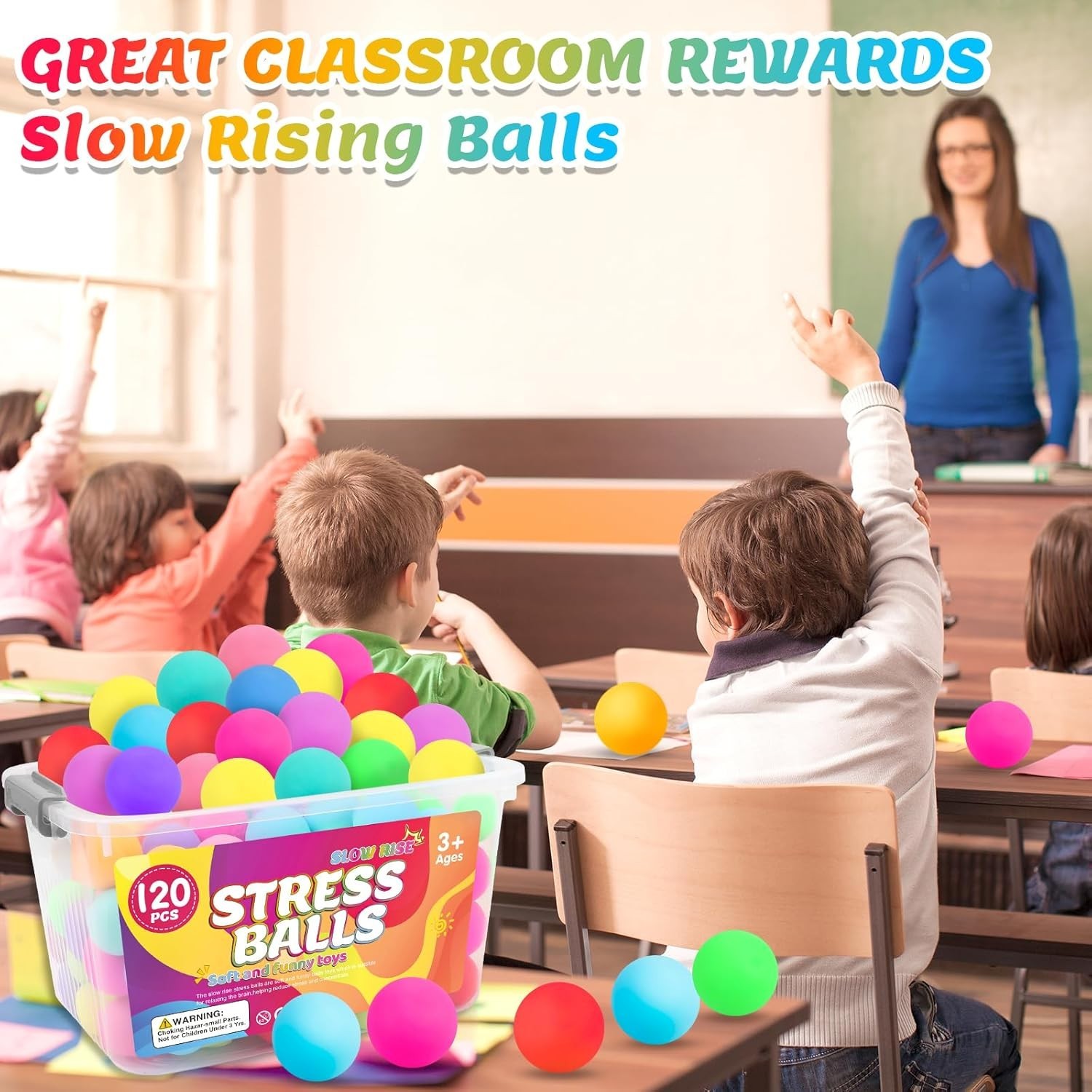 120pc Squishy Stress Balls – 1.6in Anxiety Relief Fidget Toy Set