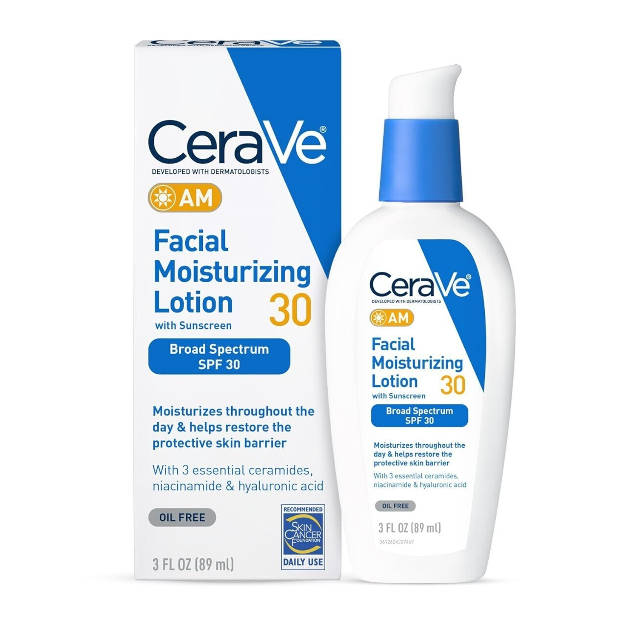 CeraVe AM Facial Moisturizing Lotion with Sunscreen – SPF 30, 3 Oz – New In Box