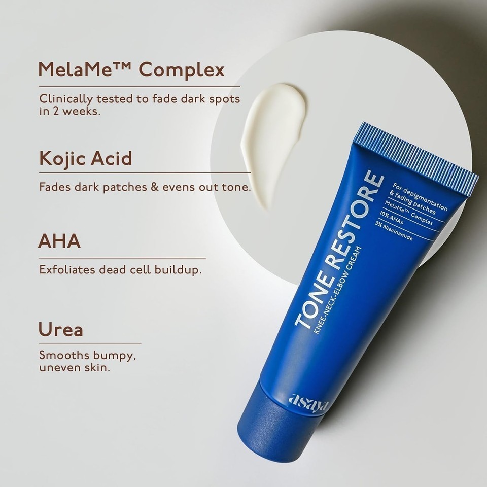 ASAYA Tone Restore Cream for Dark Knees, Elbows Neck Brightening & Smoothing 50g