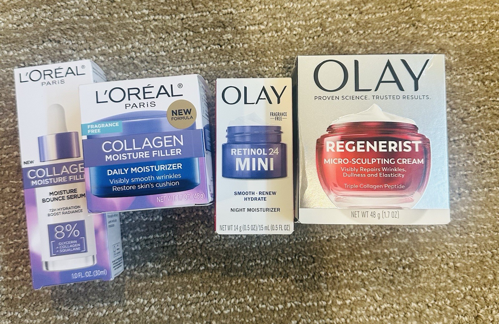 L’Oréal Collagen moisture filler Olay Regenerist & retinol – skincare bundle