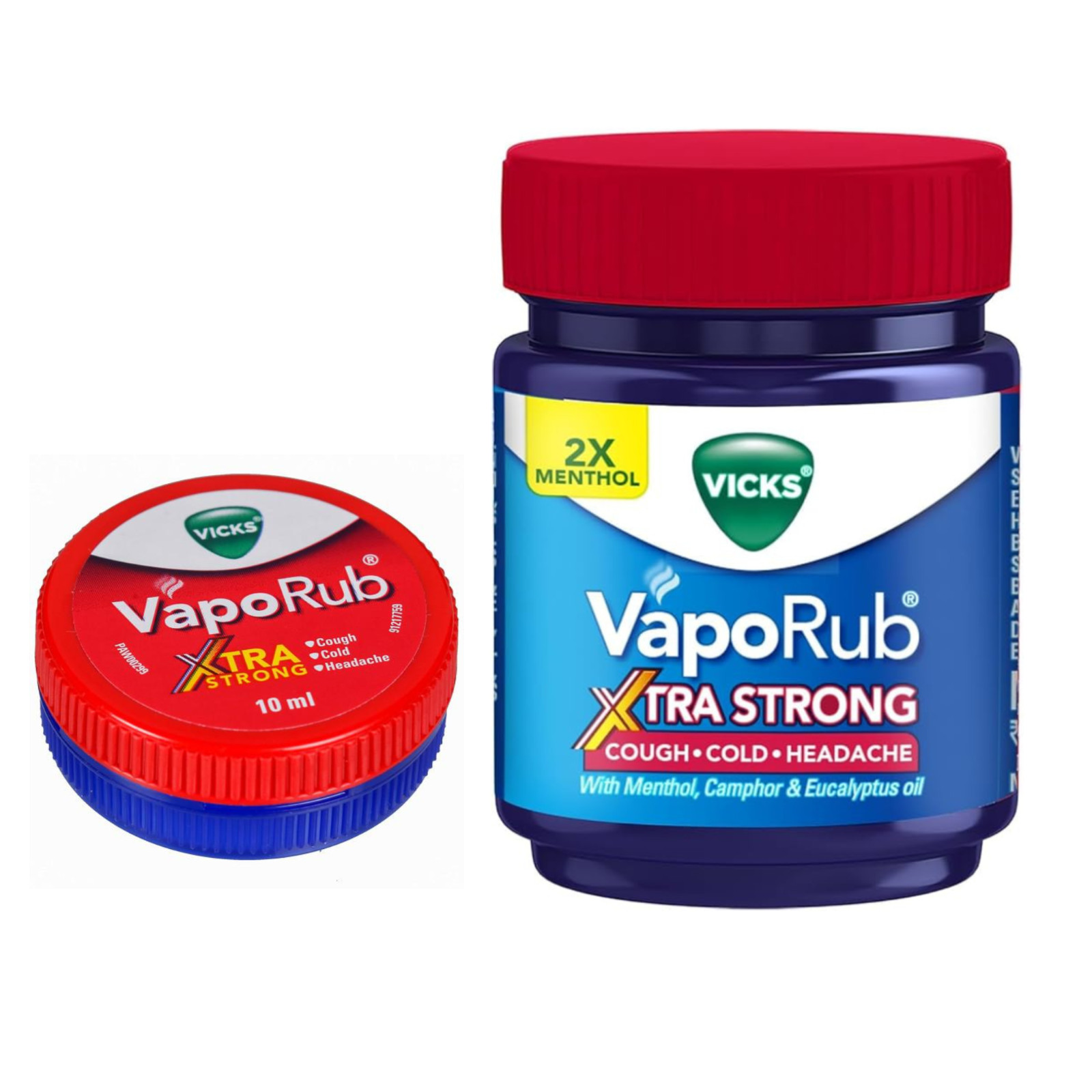 Vicks VapoRub Xtra Strong Balm Cold Cough Headache Relief 50ml &10ml Travel size
