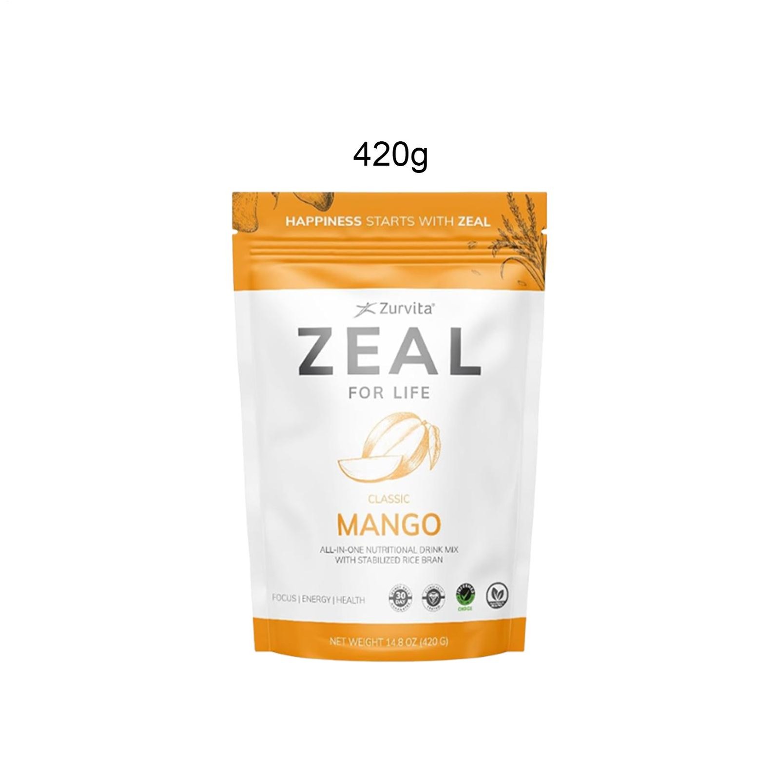 Zurvita Zeal For Life Wellness Drink Mix – Mango Flavor – Gluten-Free 30 Serving