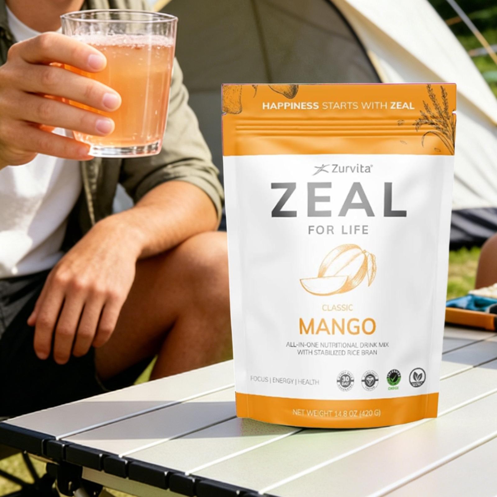 Zurvita Zeal For Life Wellness Drink Mix – Mango Flavor – Gluten-Free 30 Serving