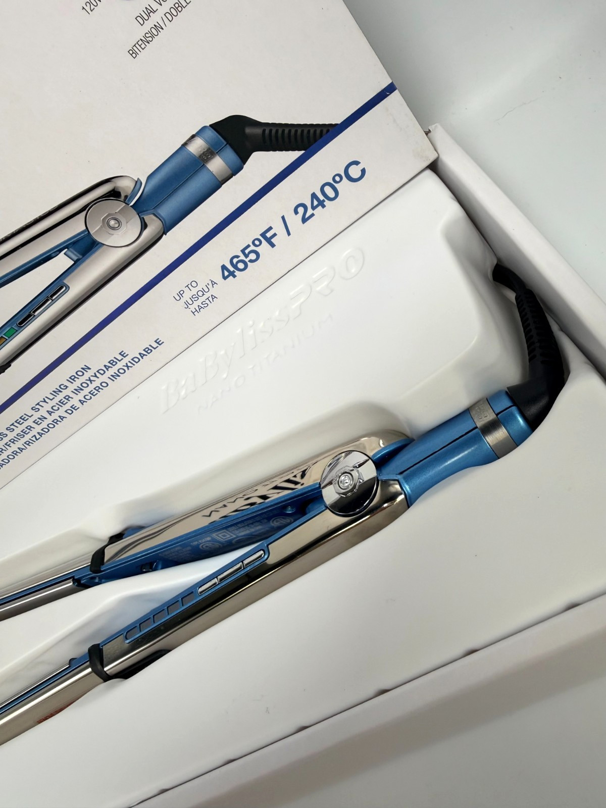 BaBylissPRO Nano Titanium Prima Ionic Hair Straightener 1”/25 mm *NEW See Box*