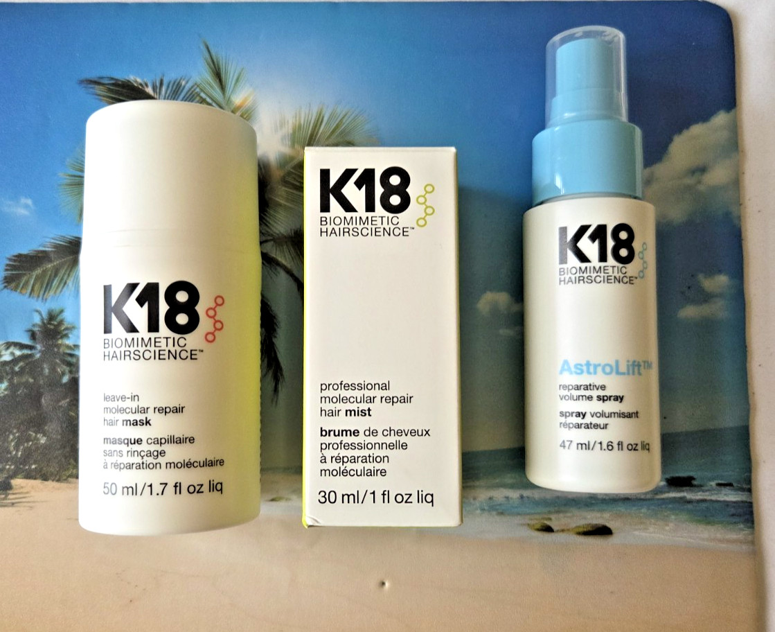 K18 Leave-In Molecular Repair Hair Mask 50ml , Hair Mist 30ml & Astro Lift 47ml