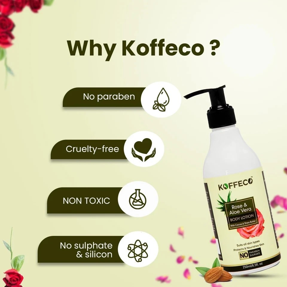 Koffeco Rose And Aloe Vera Body Lotion For Normal To Dry Skin 250ml