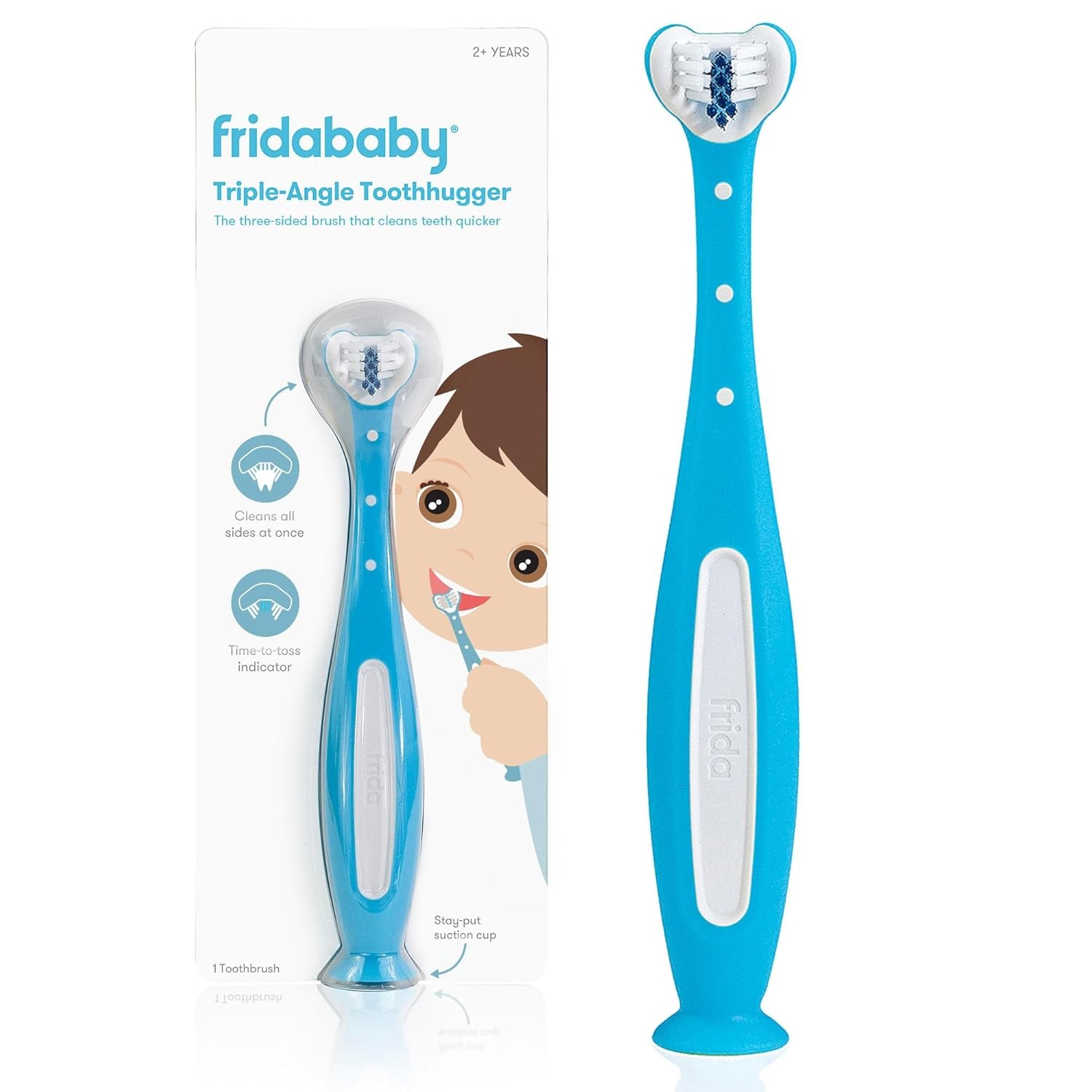 Frida Baby Toddler Toothbrush Triple Angle Toothhugger 2+ Years Blue Soft