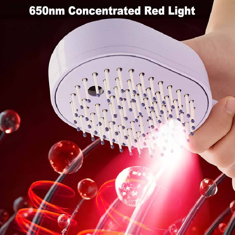 Electric Steam Hair Straightener Brush Rechargeable Anti Frizz Detangling Pink