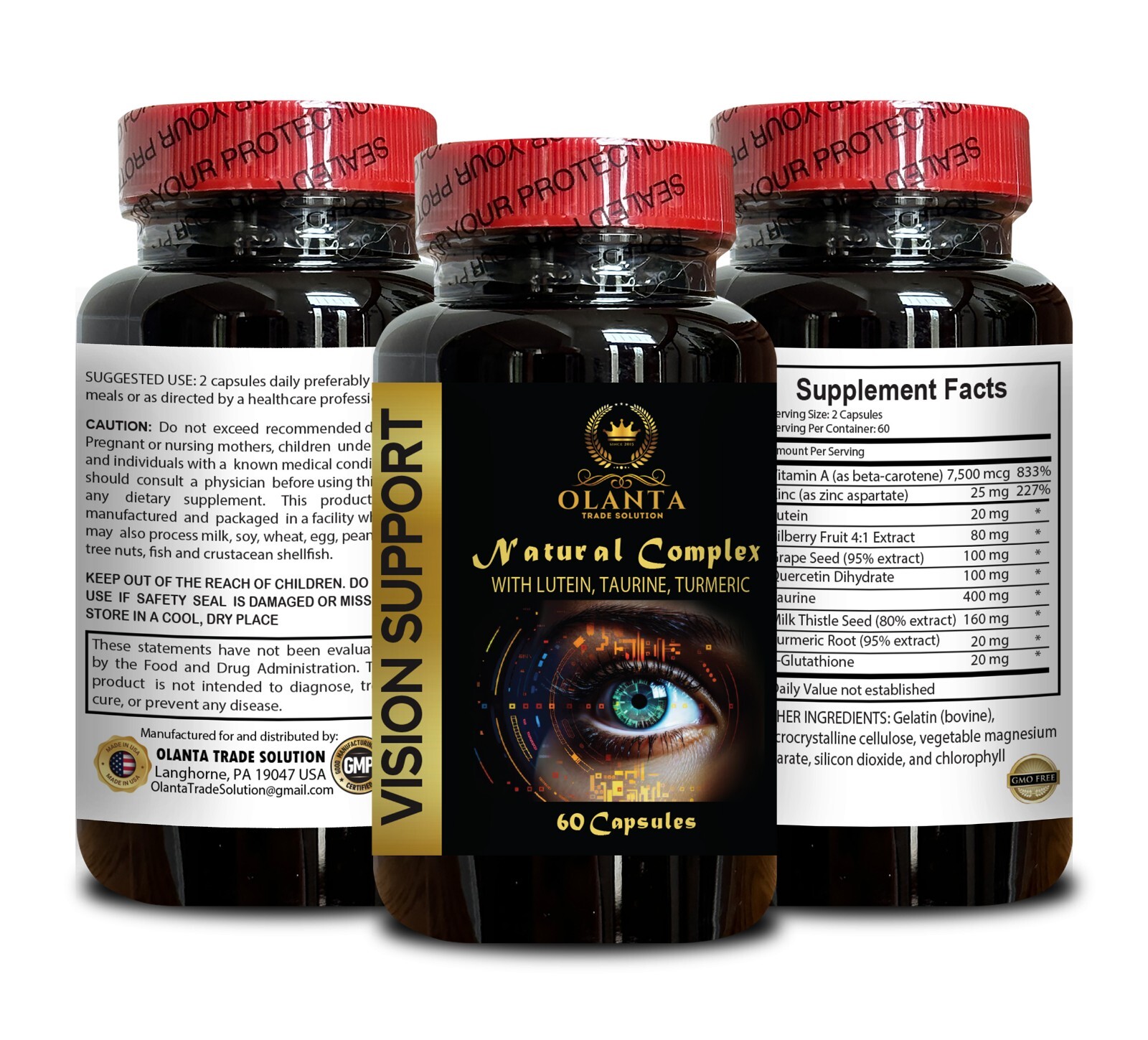 VISION SUPPORT – advanced vision formula with lutein, taurine supplements humans