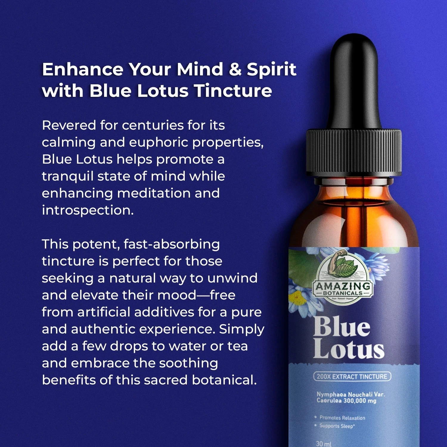 Alcohol-Free Lotus Flowers 200X Herbal Extract Tincture 300,000 mg