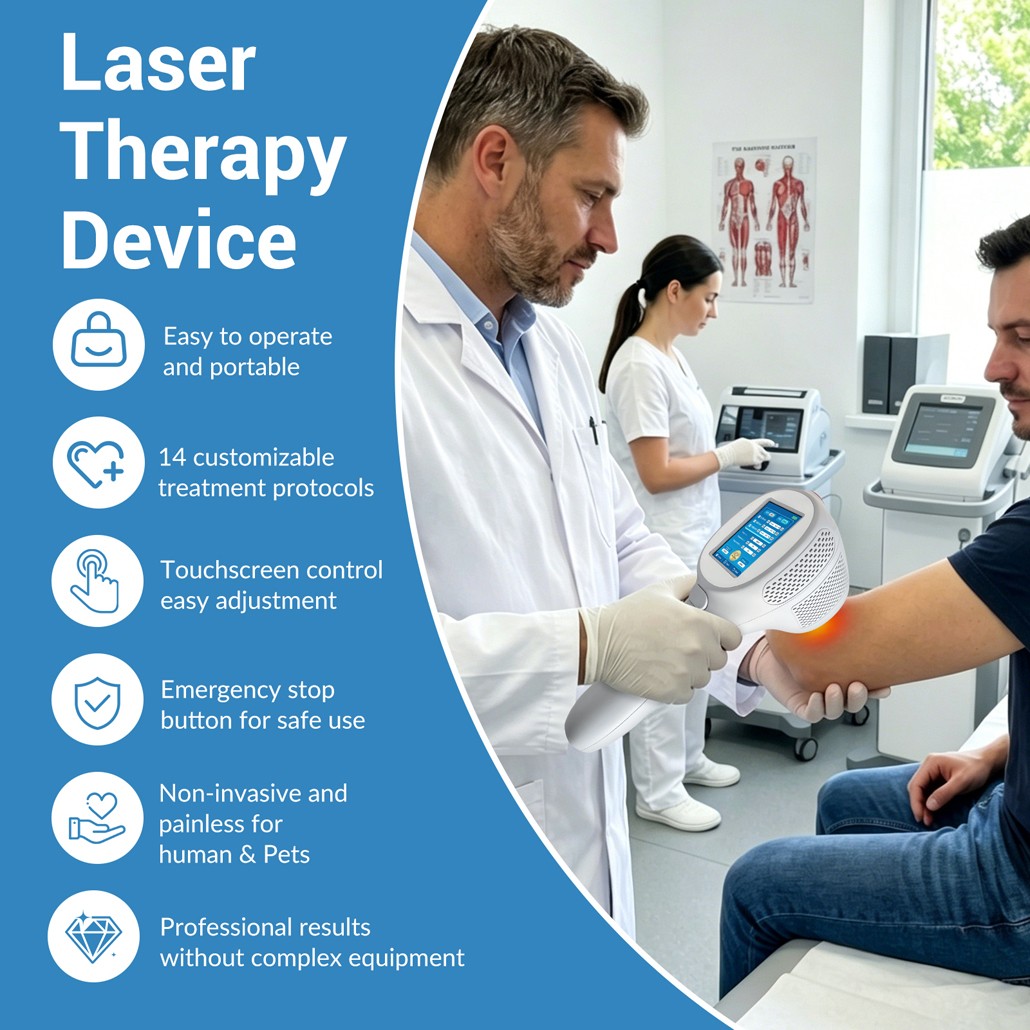 12W Low Lovel Cold Laser Therapy Device NIR Red Light Treatment for Pain Relief