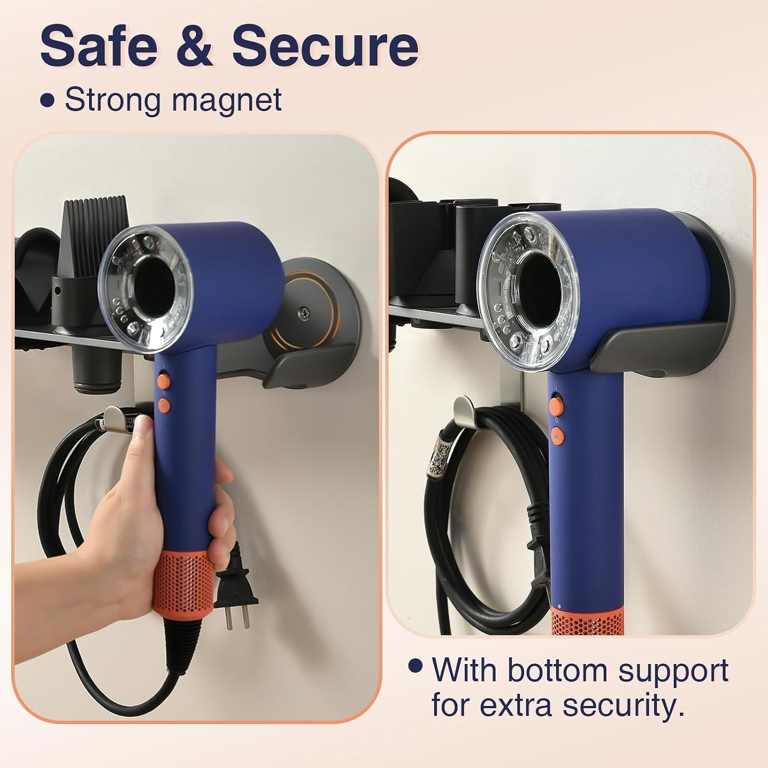 Hair Dryer Holder, Wall-Mounted Blow Dryer Holder, for Dyson Supersonic Nural