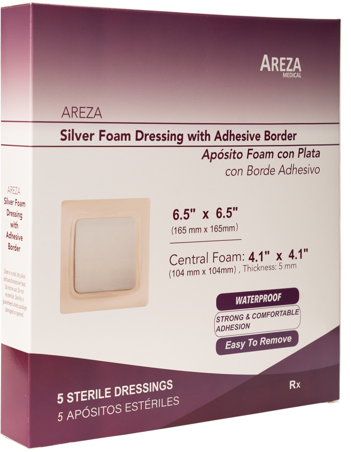 Silver Foam Dressing with Adhesive Border Sterile (Two Sizes Available)