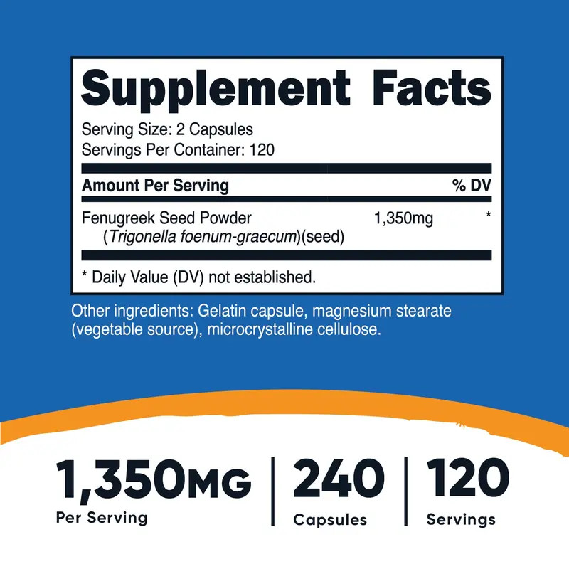 Nutricost Fenugreek Capsules Supplement – 240 Capsules