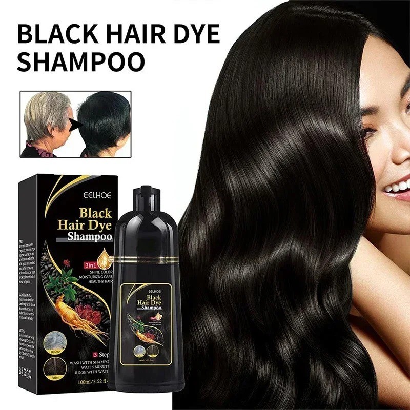 Instant Black Hair Dye Shampoo for Women & Men,3 in 1 Magic Hair Color Shampoo
