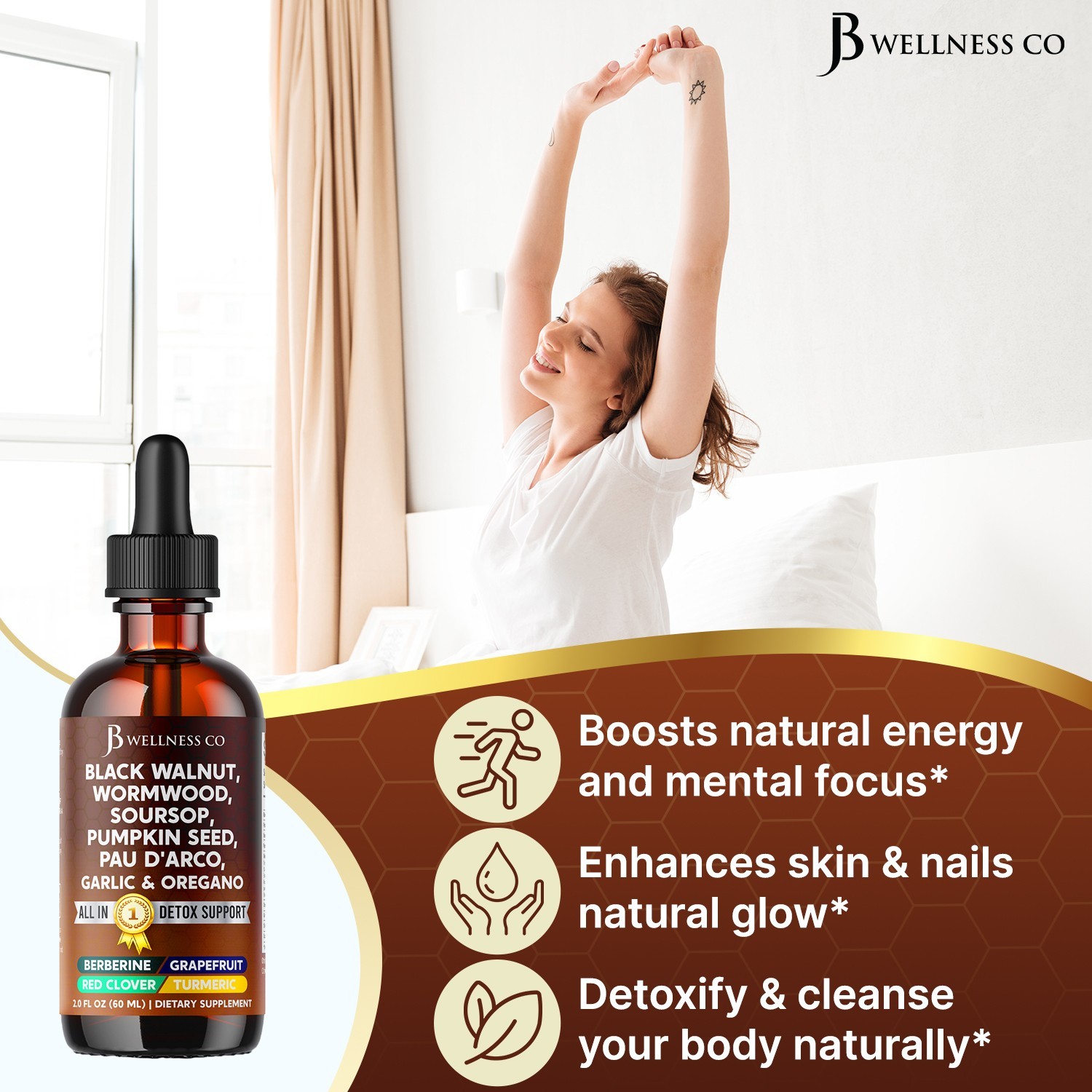 USA MADE! Wormwood Black Walnut Cleanse for Humans Drops Liquid Soursop Garlic